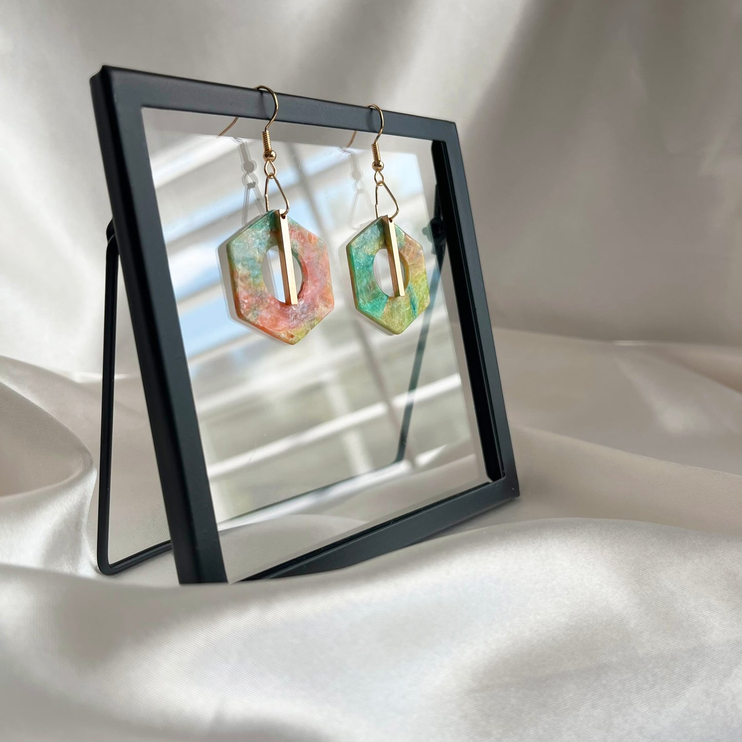 Painter's Hexagon Dangle Earrings