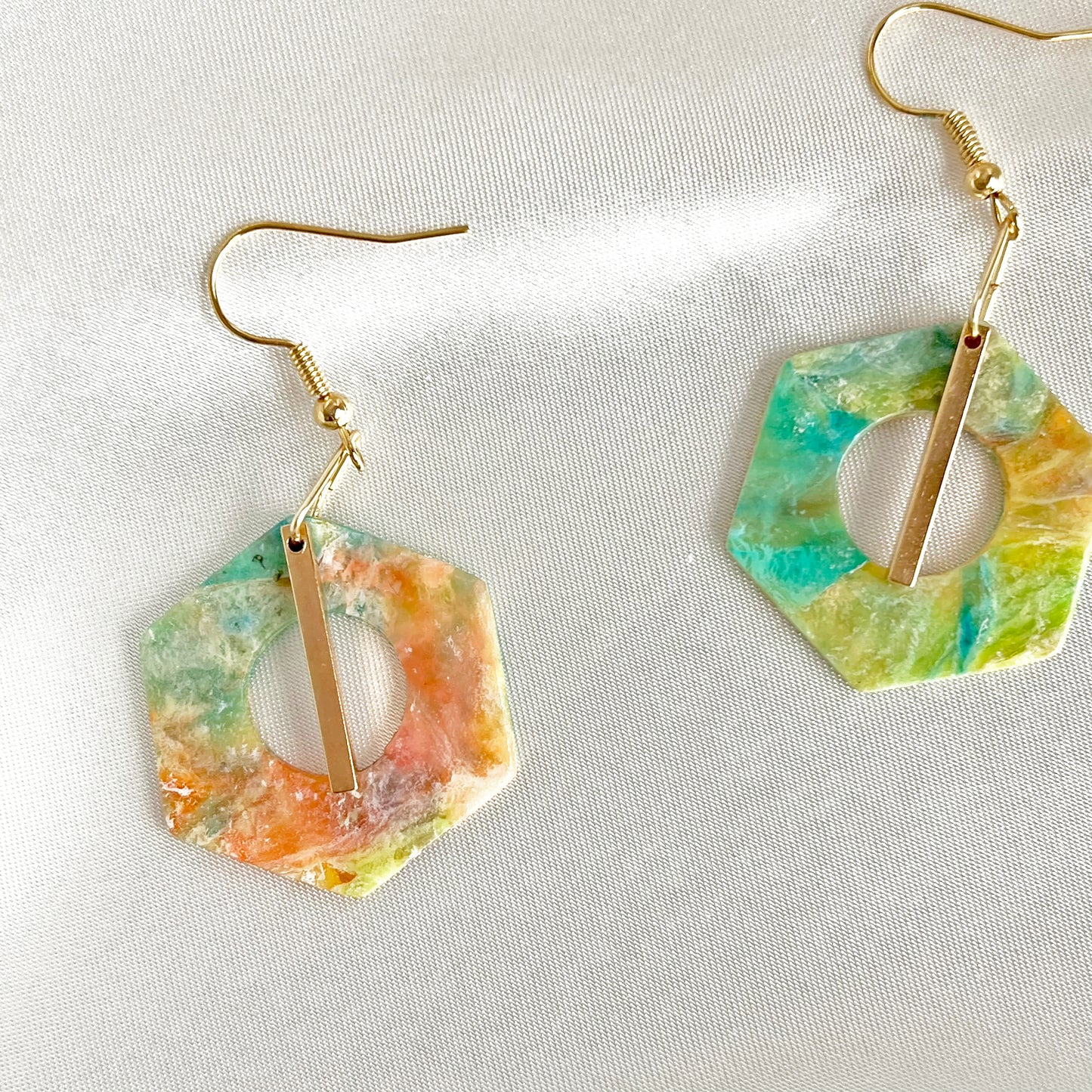 Painter's Hexagon Dangle Earrings