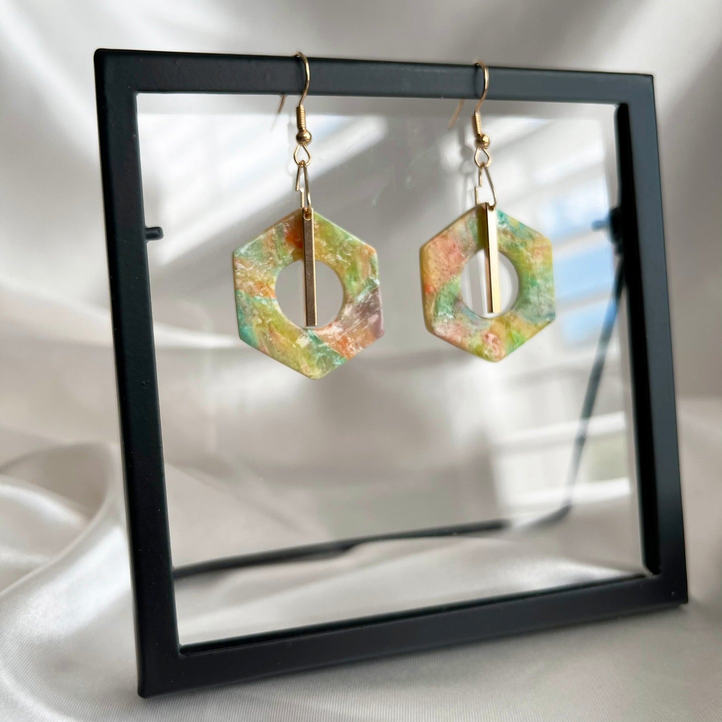 Painter's Hexagon Dangle Earrings