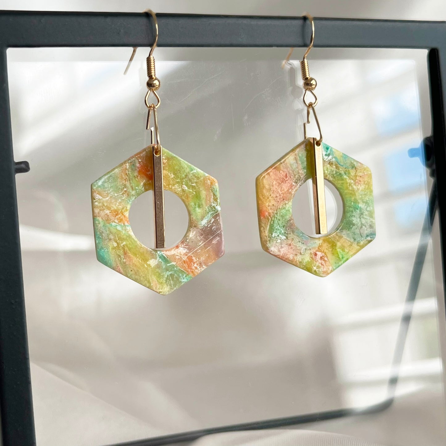 Painter's Hexagon Dangle Earrings