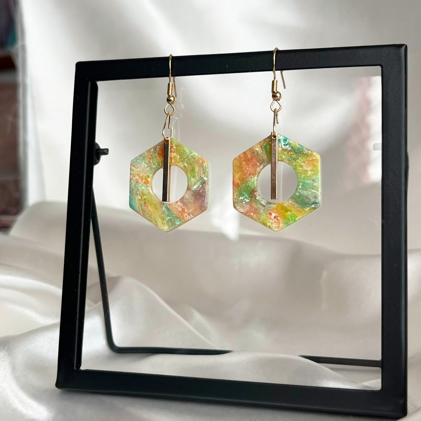 Painter's Hexagon Dangle Earrings