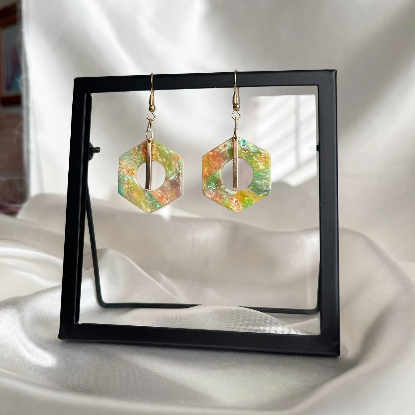 Painter's Hexagon Dangle Earrings