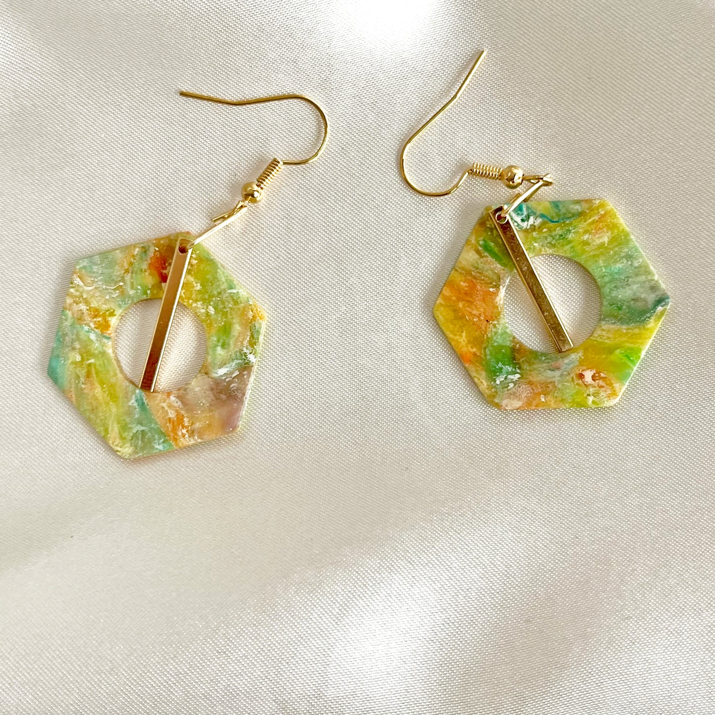 Painter's Hexagon Dangle Earrings