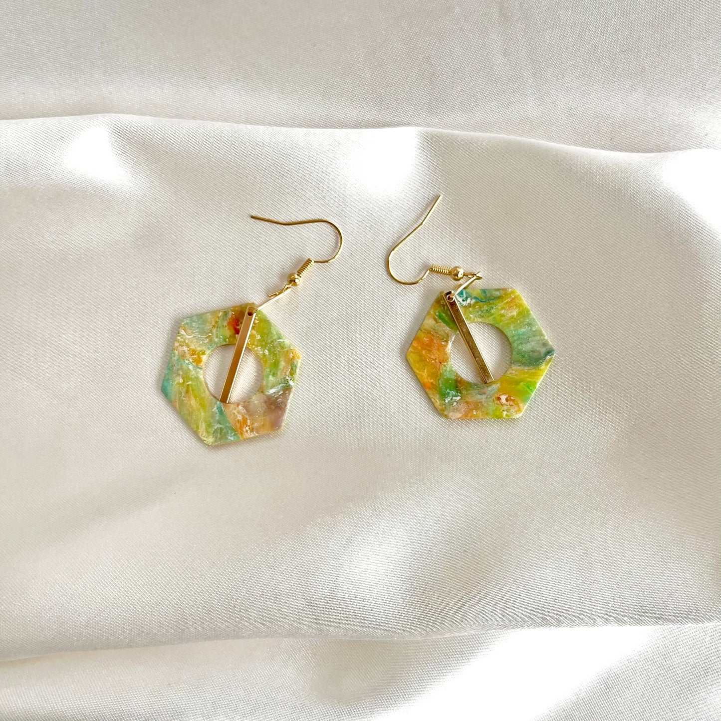 Painter's Hexagon Dangle Earrings