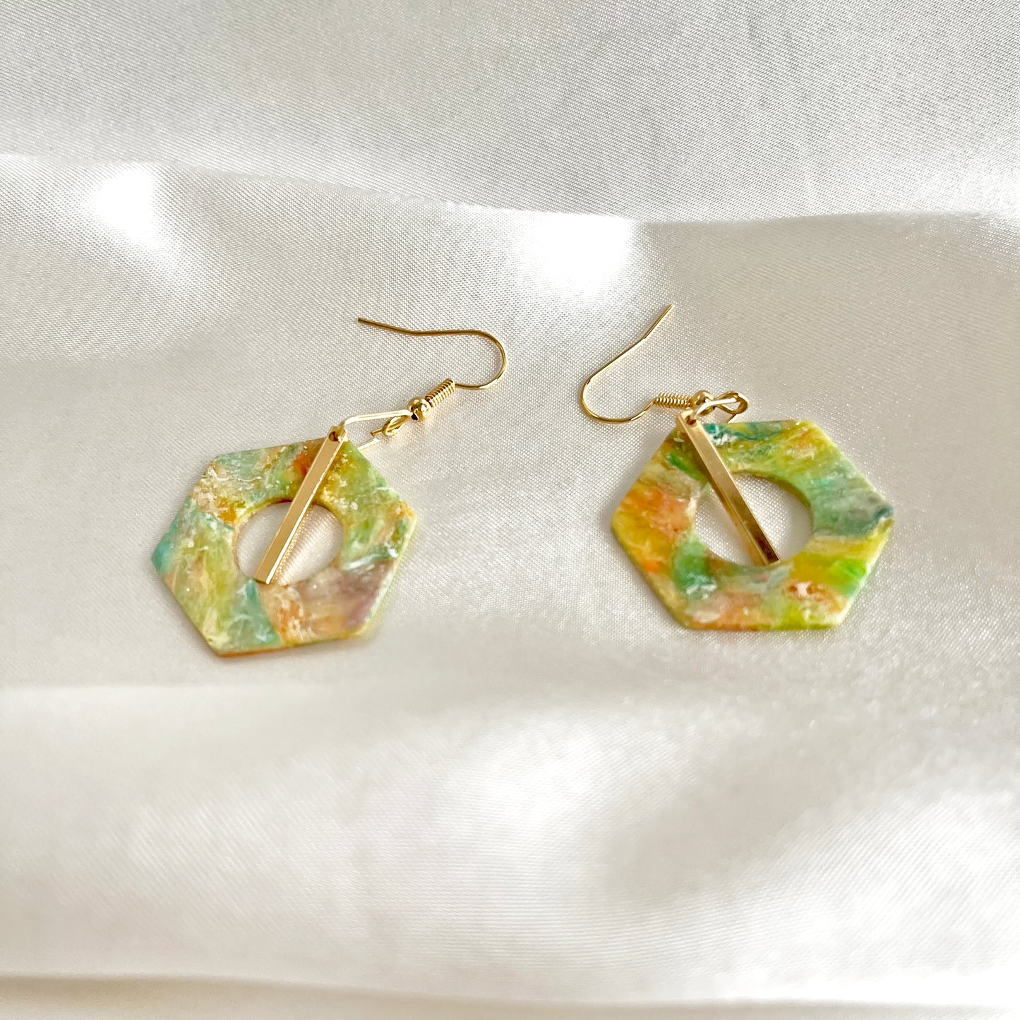 Painter's Hexagon Dangle Earrings