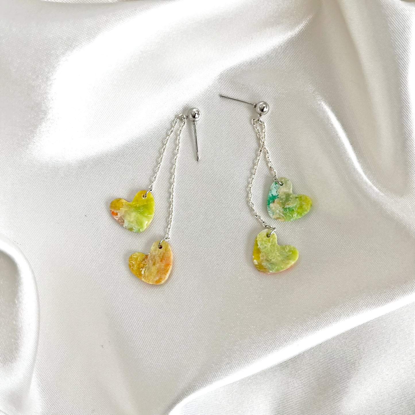 Painter's Double Heart Dangle Earrings