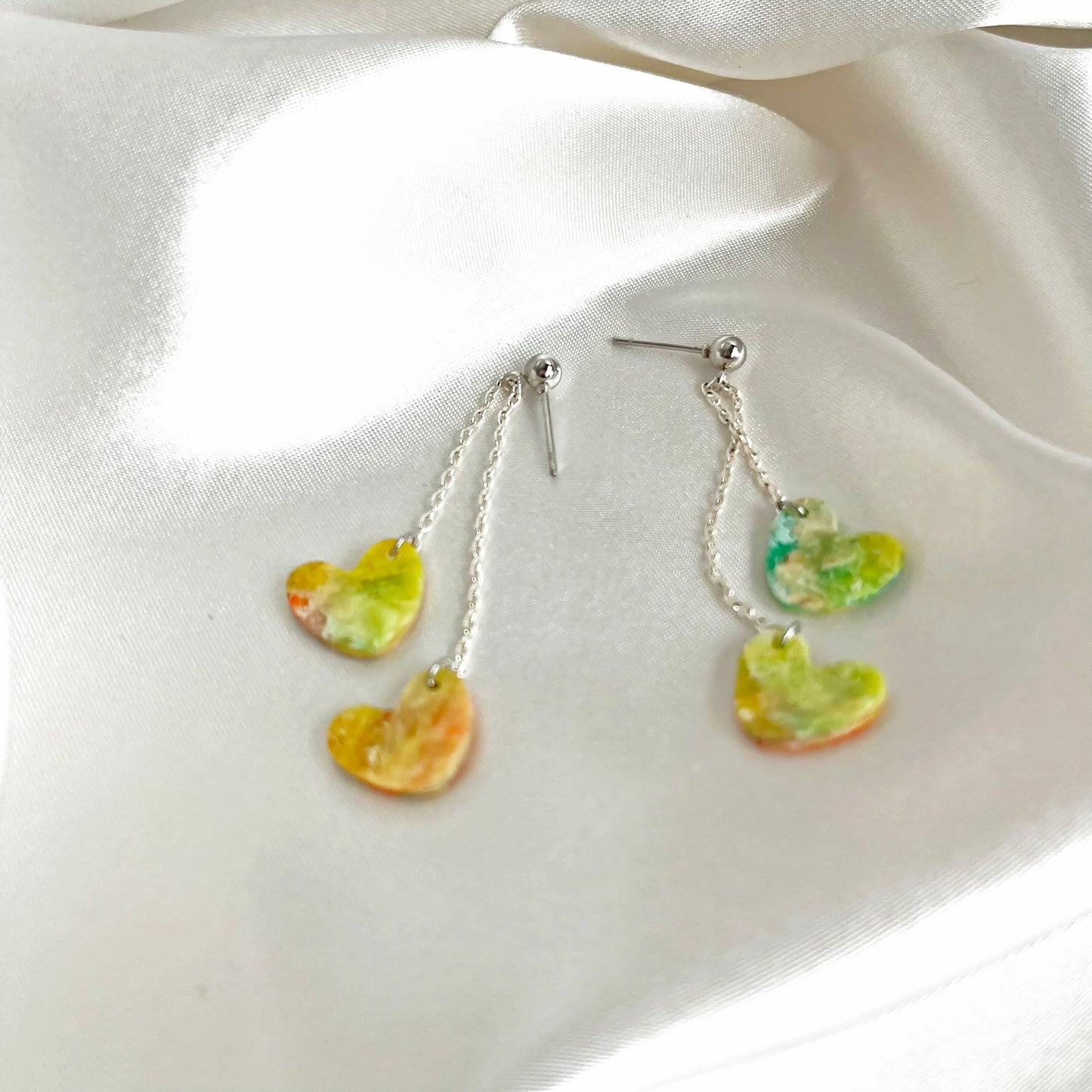 Painter's Double Heart Dangle Earrings