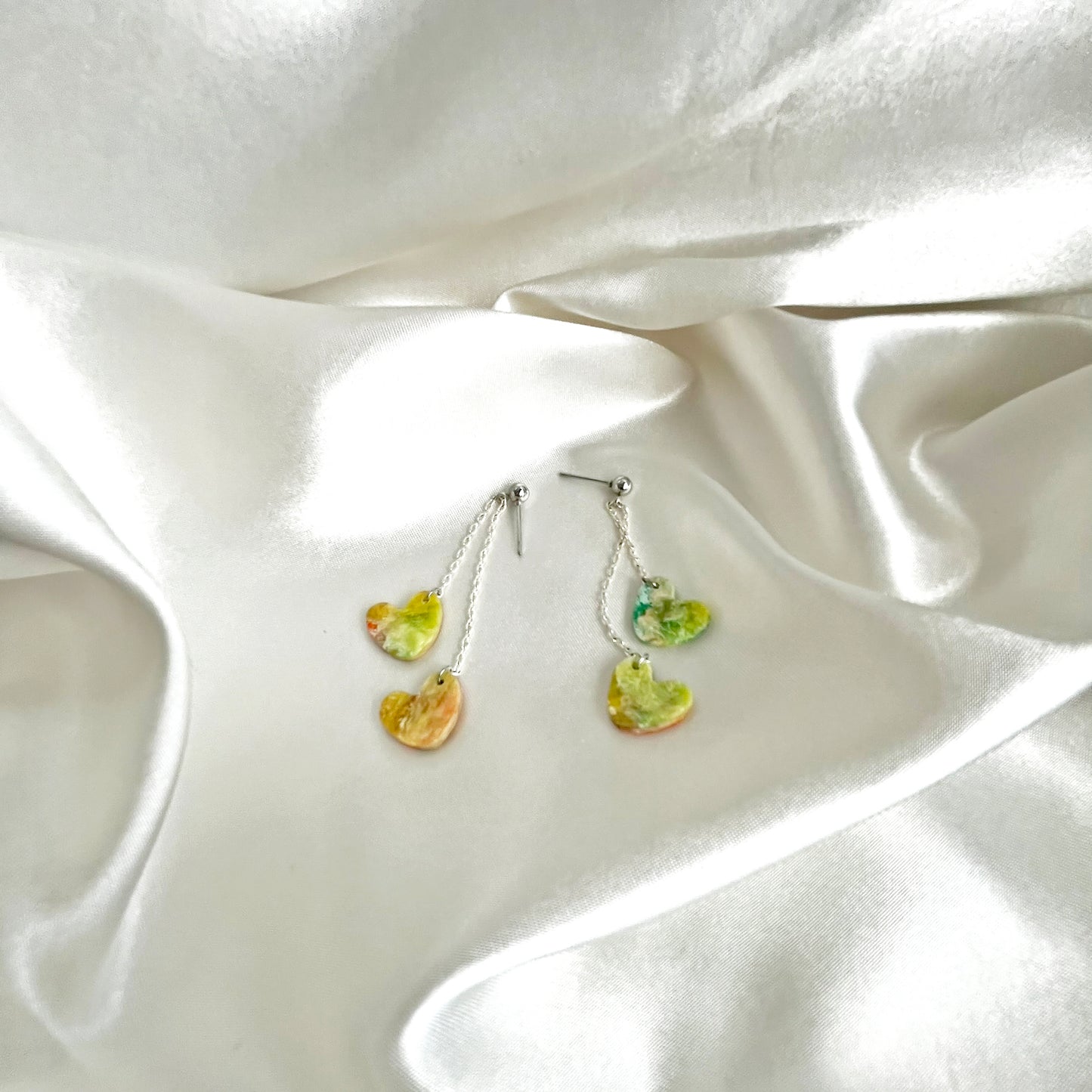 Painter's Double Heart Dangle Earrings