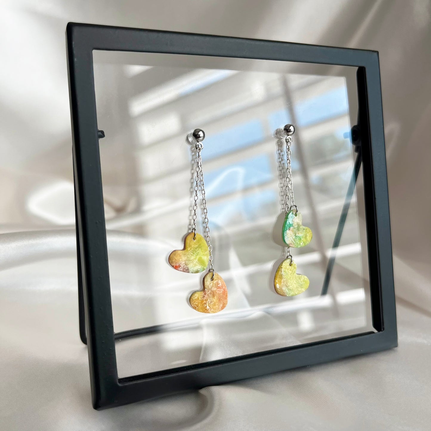 Painter's Double Heart Dangle Earrings