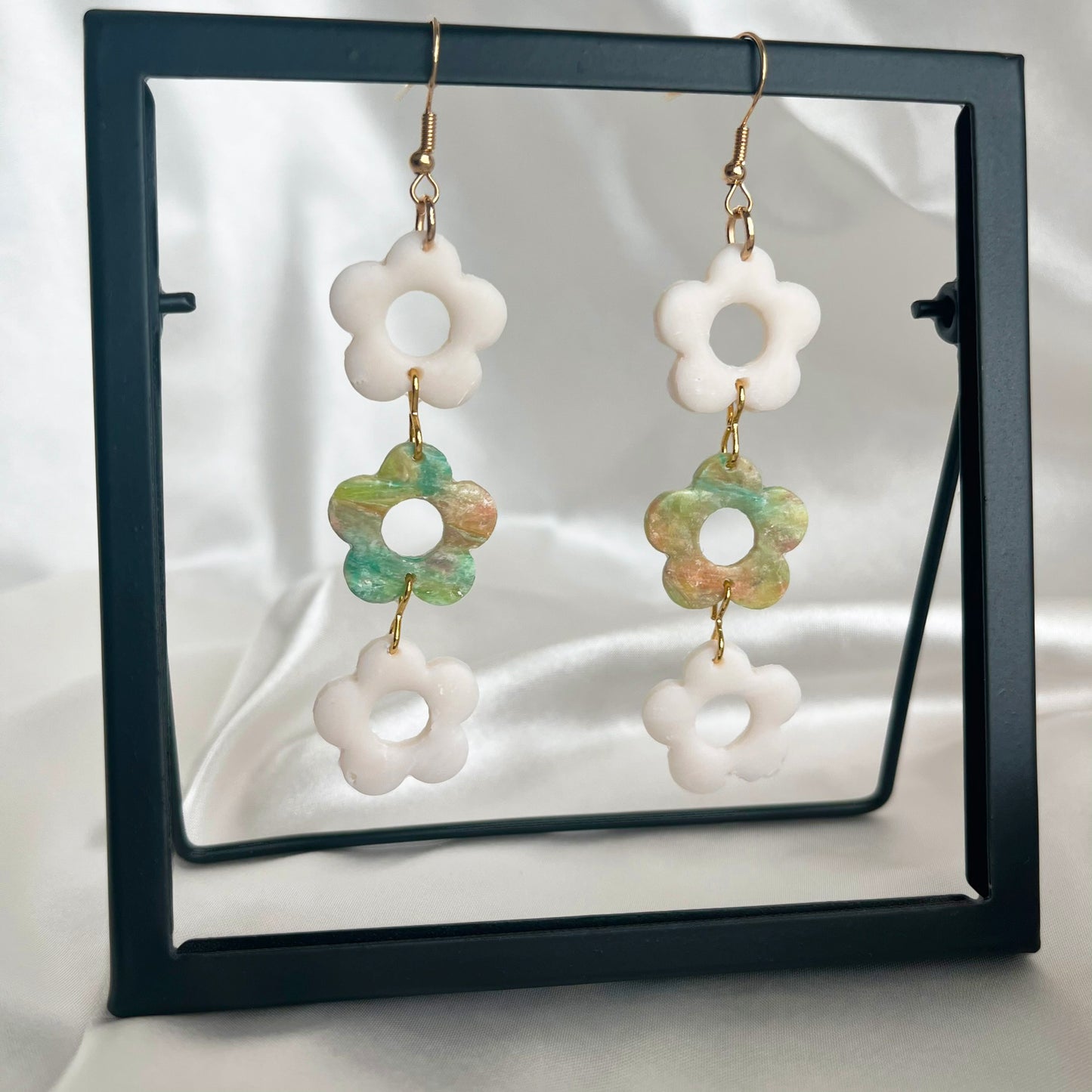 Painter's Triple Daisy Dangle Earrings