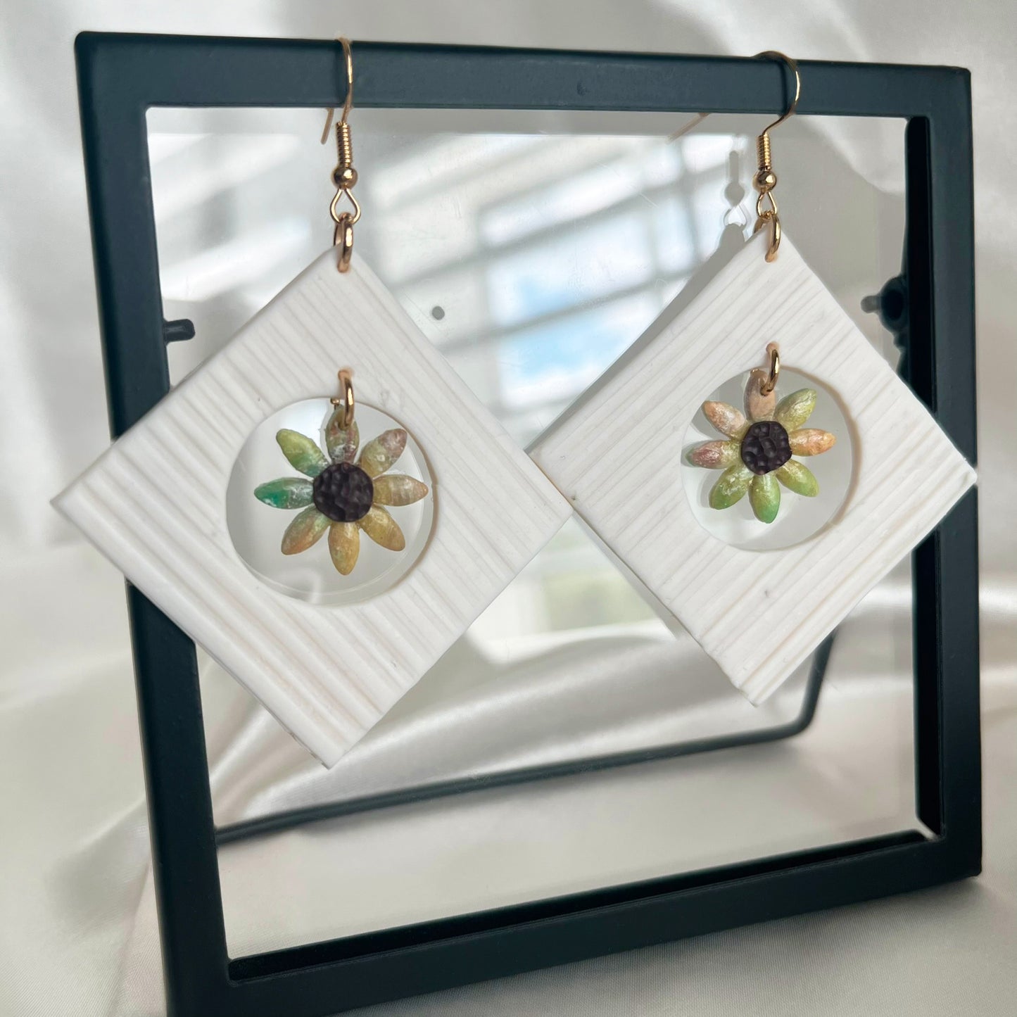 Painter's Nested Flower Dangle Earrings Large