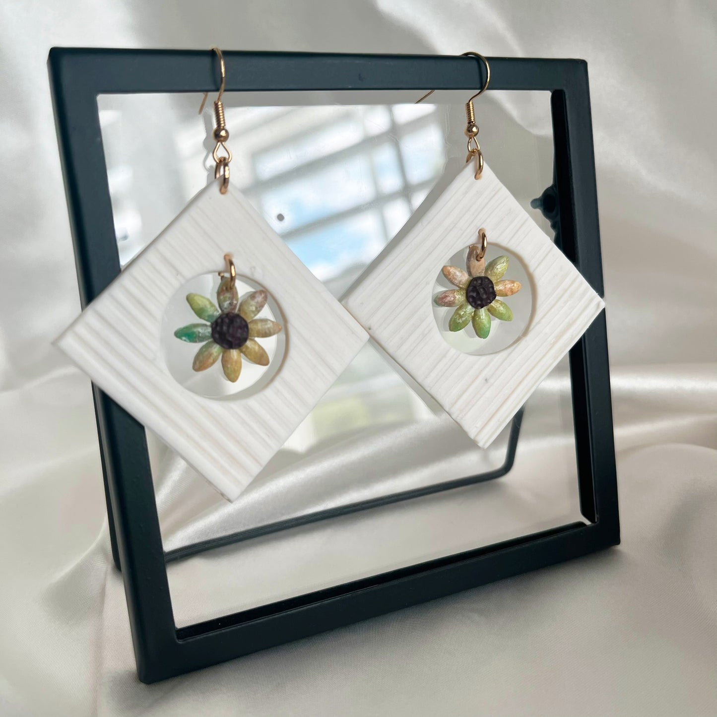 Painter's Nested Flower Dangle Earrings Large