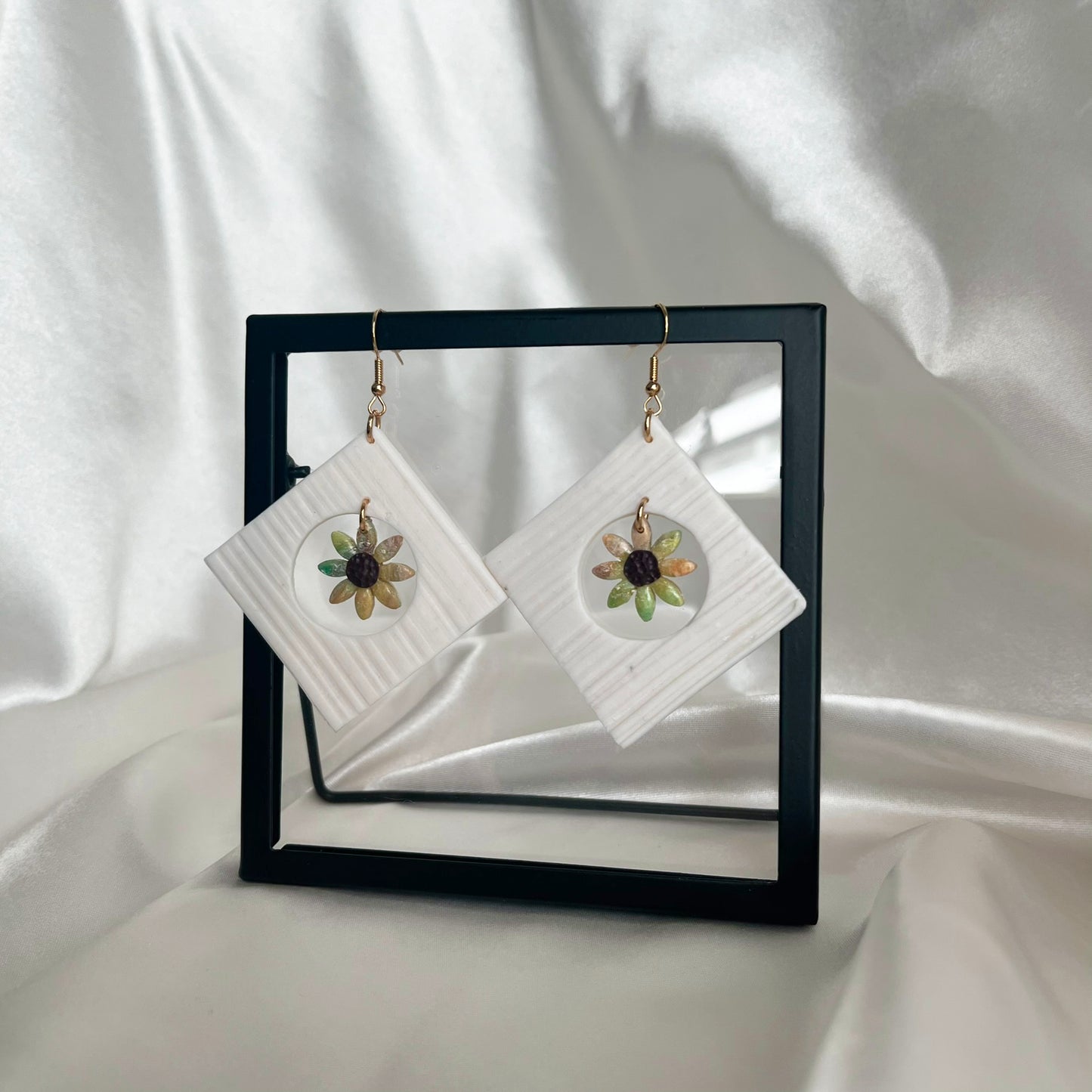 Painter's Nested Flower Dangle Earrings Large