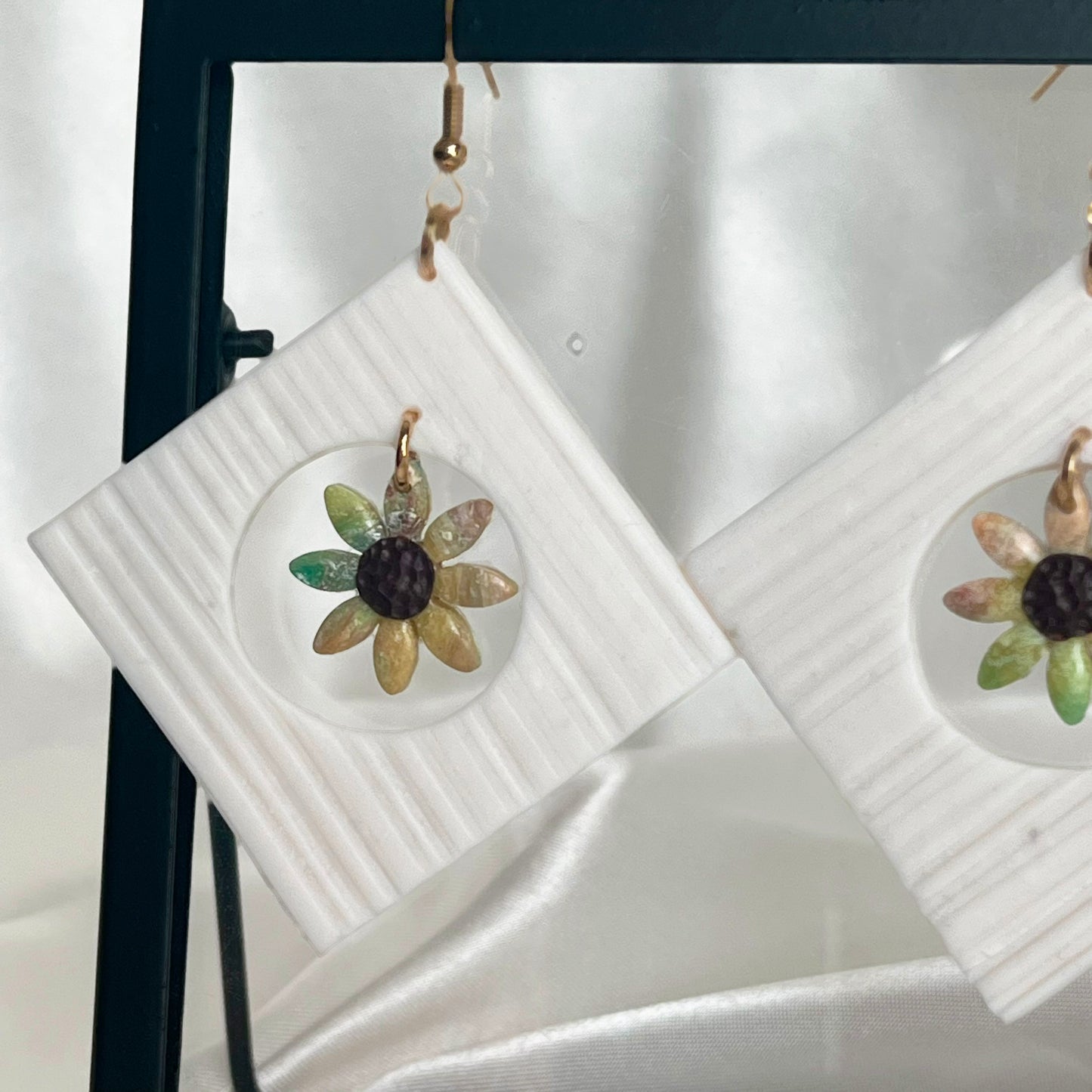 Painter's Nested Flower Dangle Earrings Large