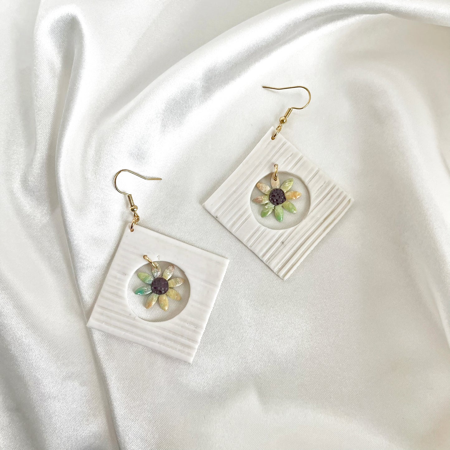 Painter's Nested Flower Dangle Earrings Large