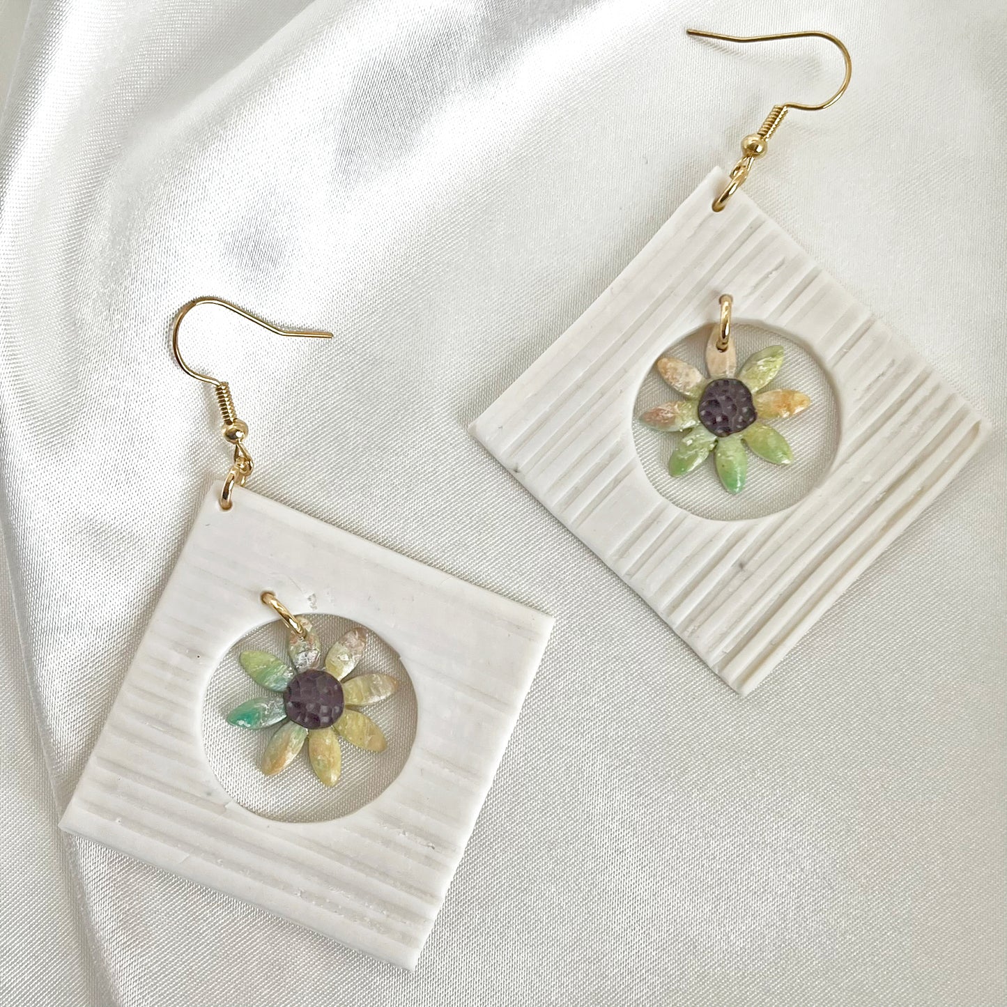 Painter's Nested Flower Dangle Earrings Large