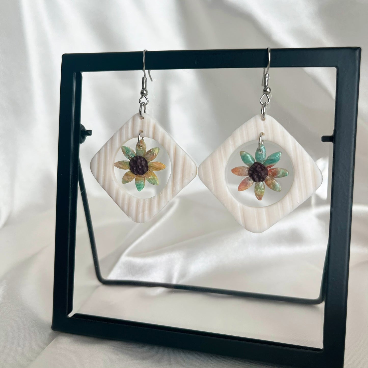 Painter's Nested Flower Dangle Earrings Medium