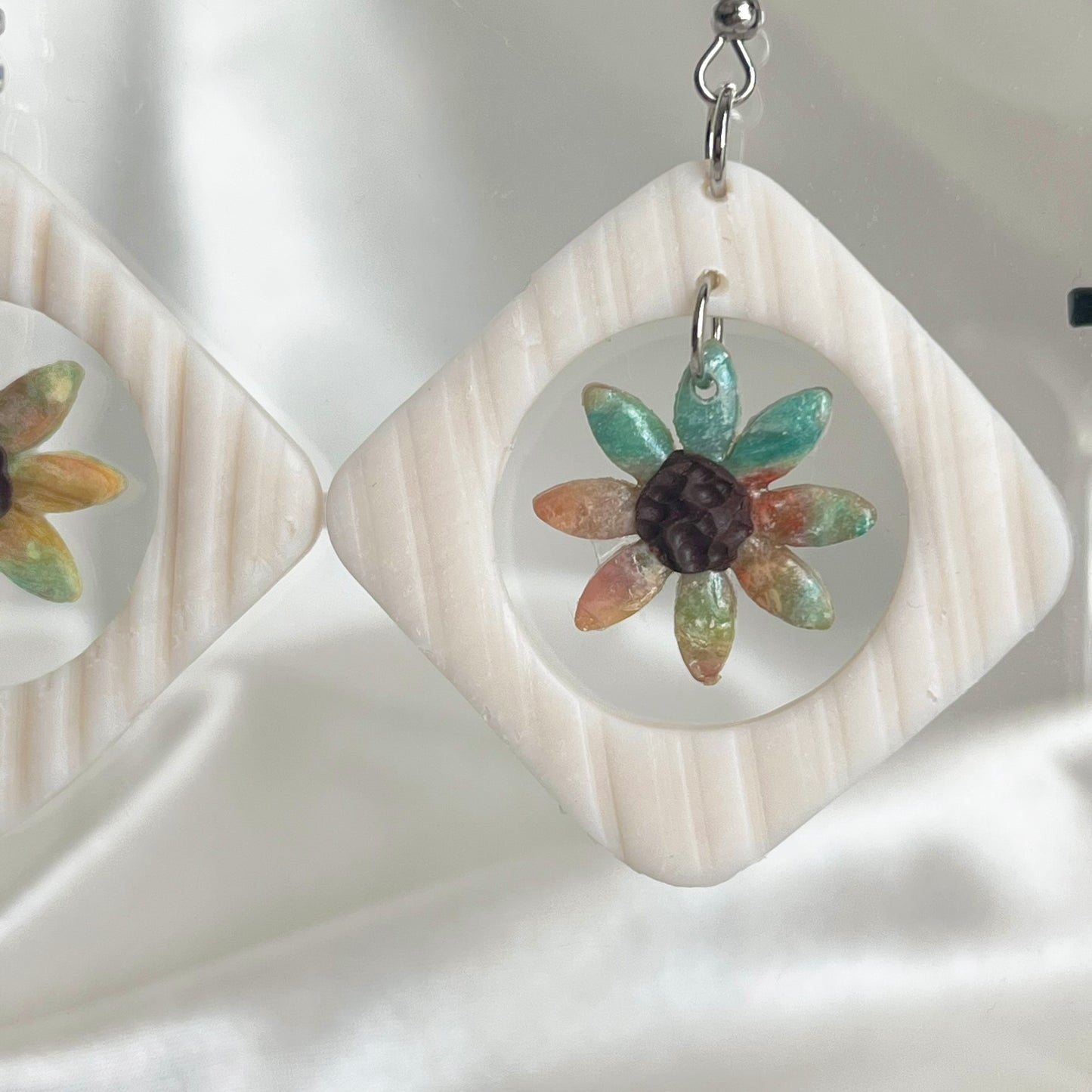 Painter's Nested Flower Dangle Earrings Medium