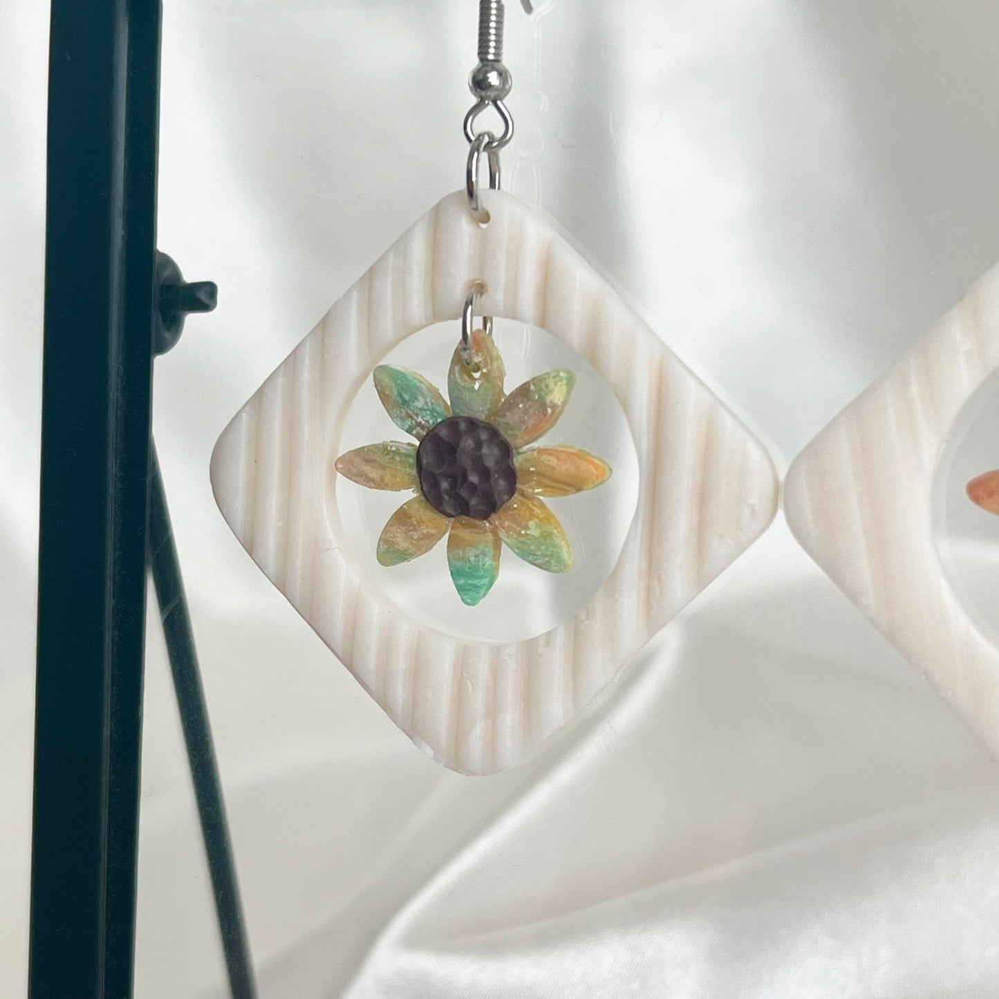 Painter's Nested Flower Dangle Earrings Medium