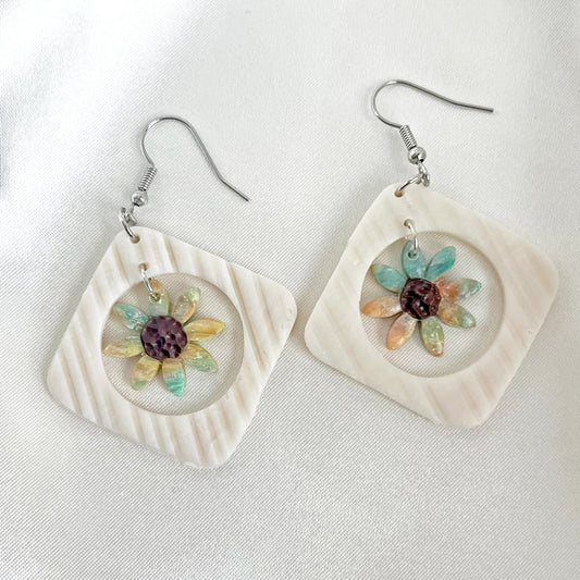 Painter's Nested Flower Dangle Earrings Medium