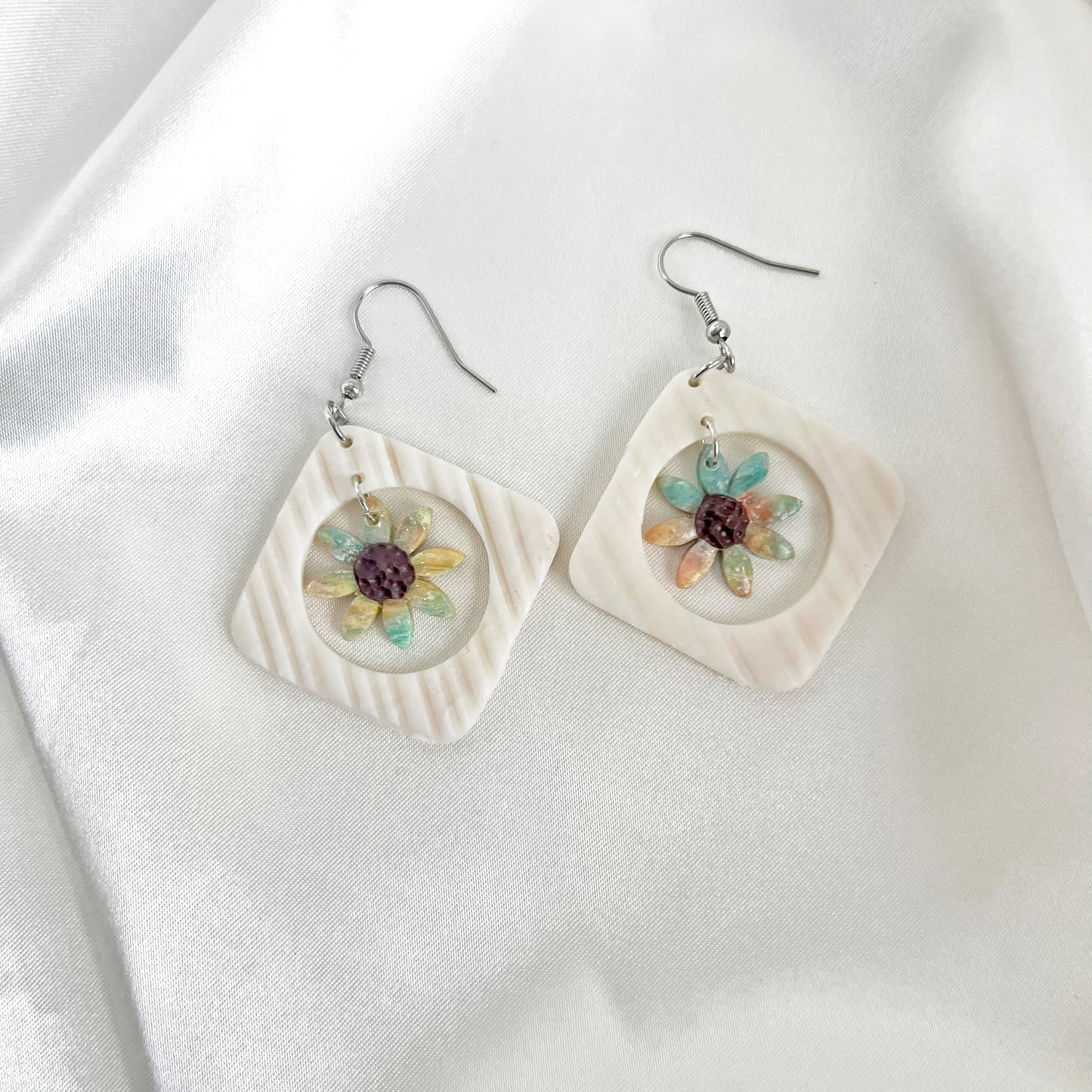 Painter's Nested Flower Dangle Earrings Medium