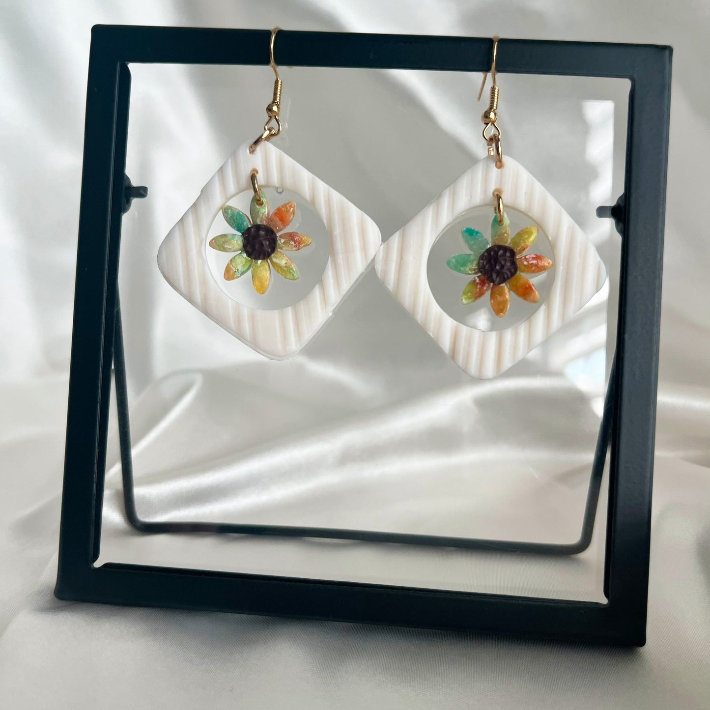 Painter's Nested Flower Dangle Earrings Medium