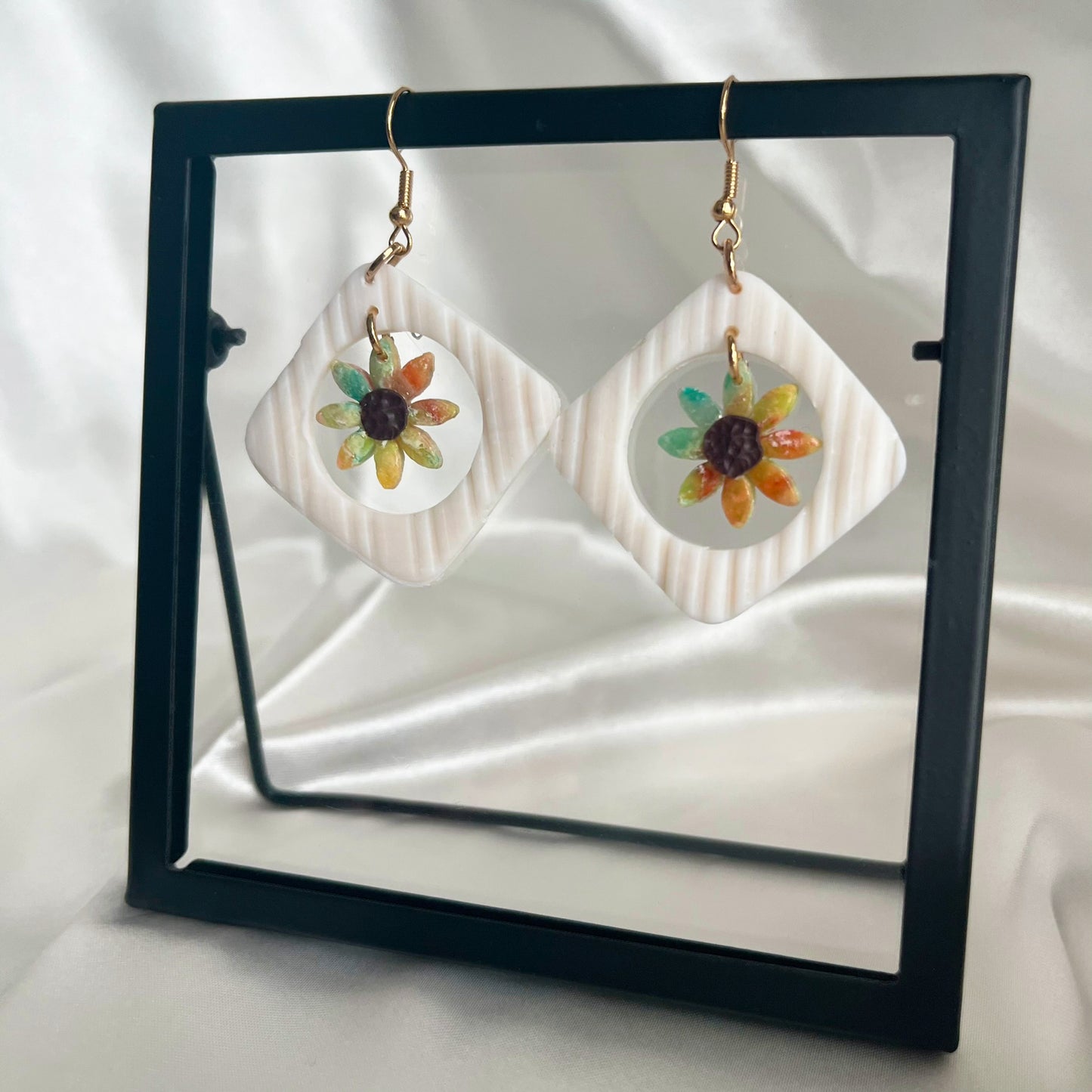 Painter's Nested Flower Dangle Earrings Medium