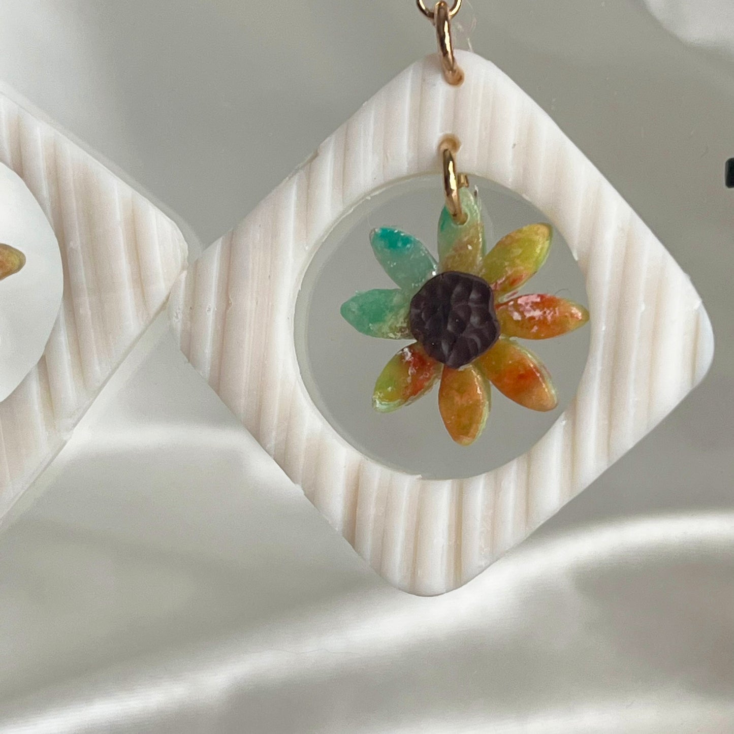 Painter's Nested Flower Dangle Earrings Medium