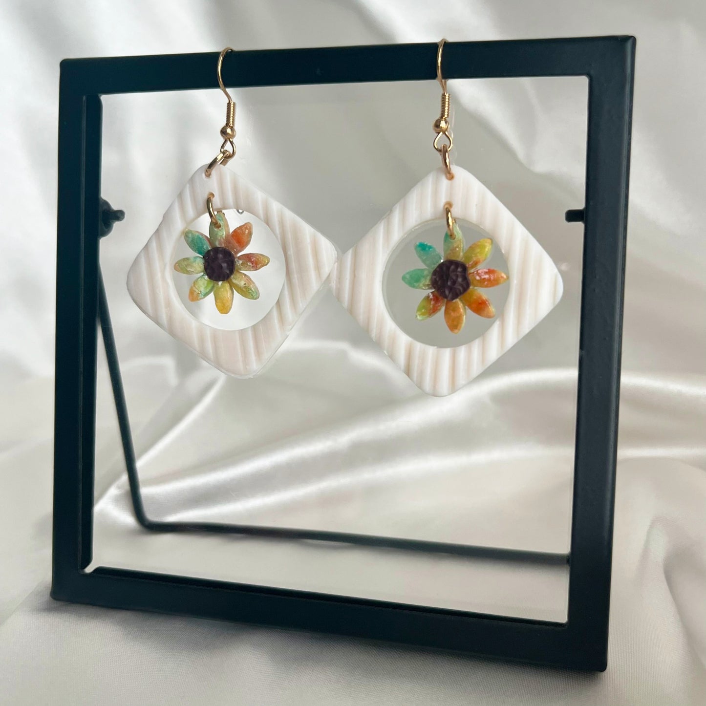 Painter's Nested Flower Dangle Earrings Medium