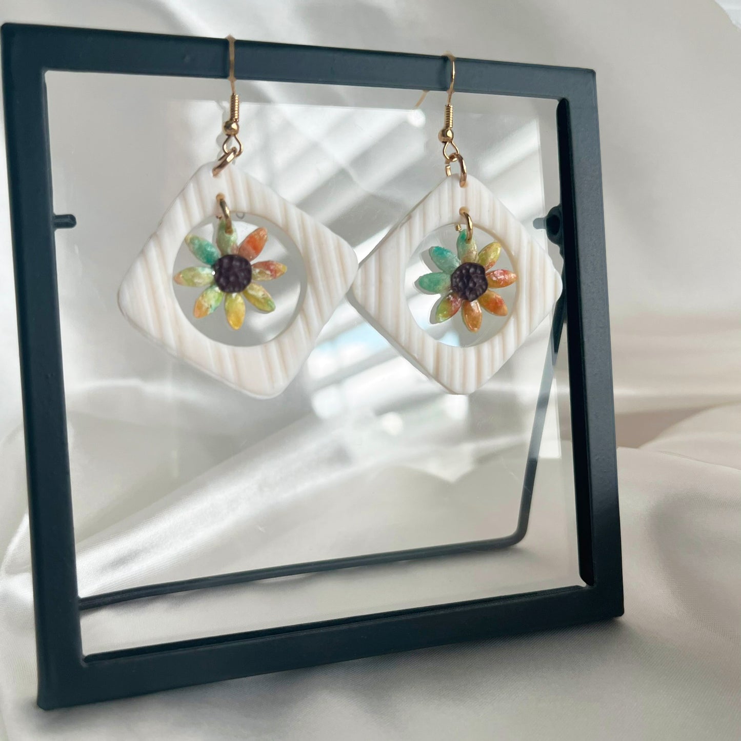 Painter's Nested Flower Dangle Earrings Medium