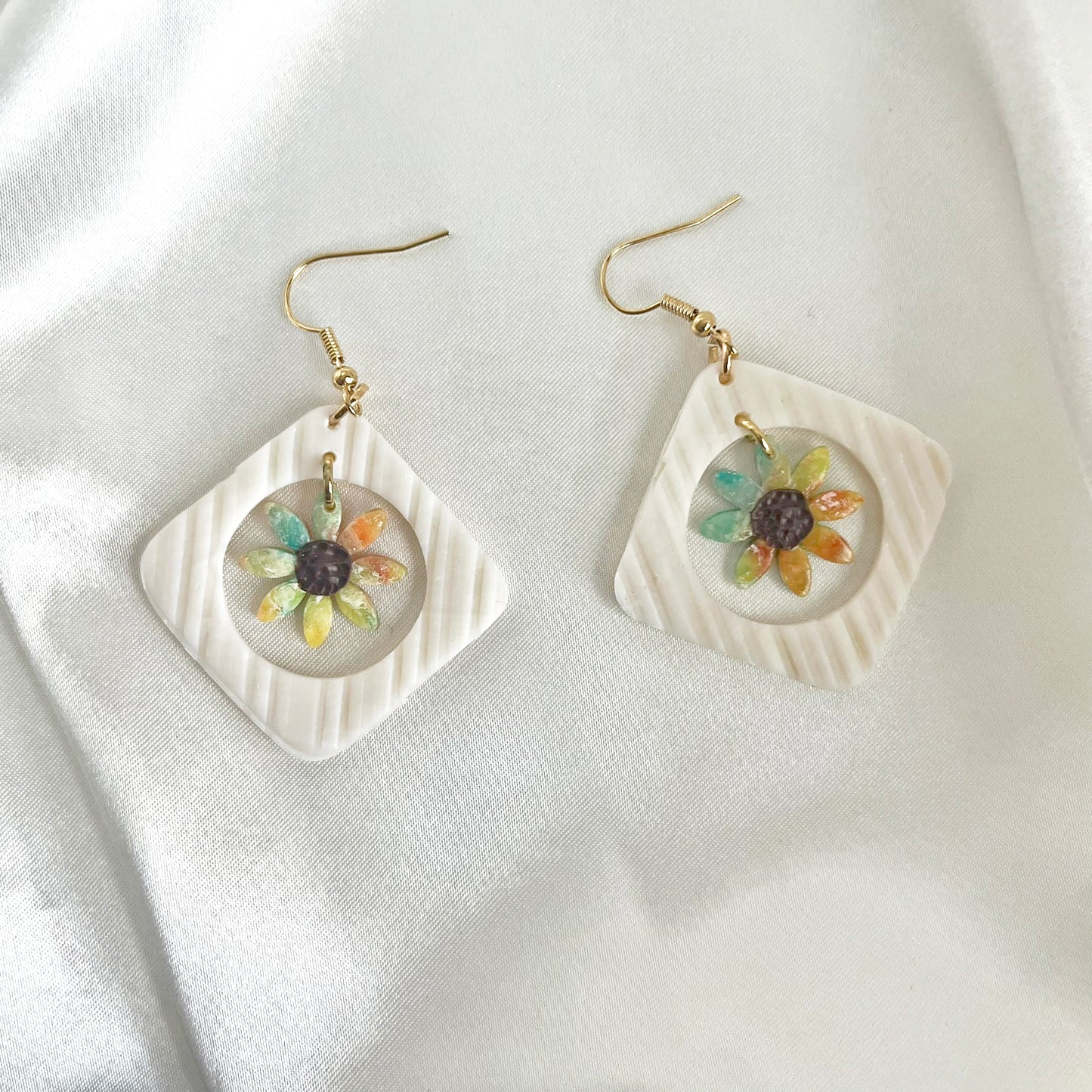 Painter's Nested Flower Dangle Earrings Medium