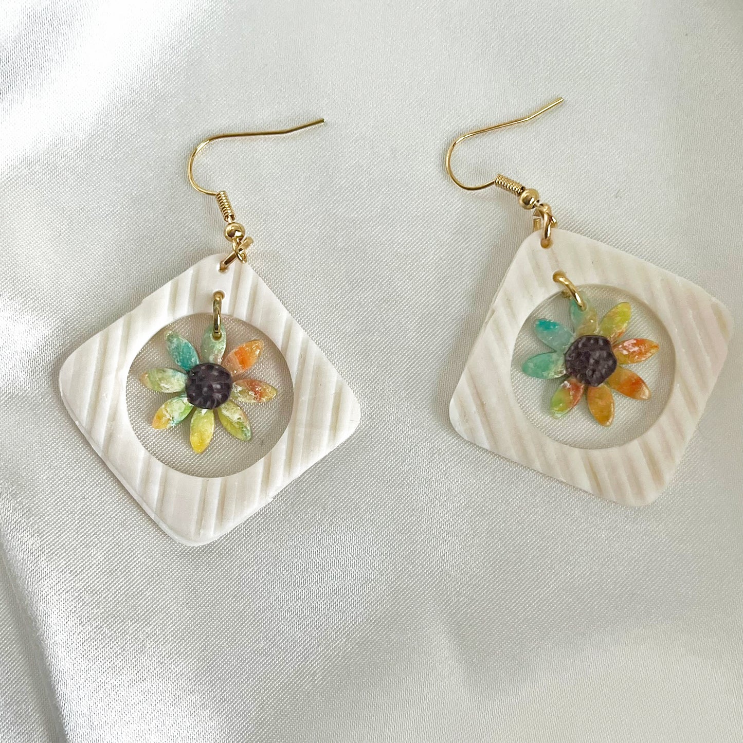 Painter's Nested Flower Dangle Earrings Medium