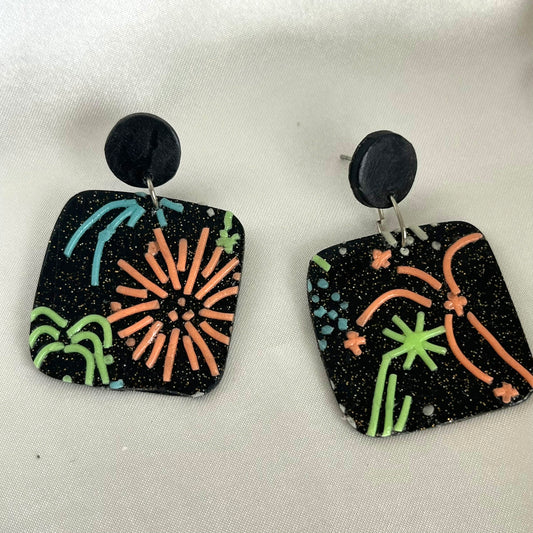 Firework Square Drop Studs