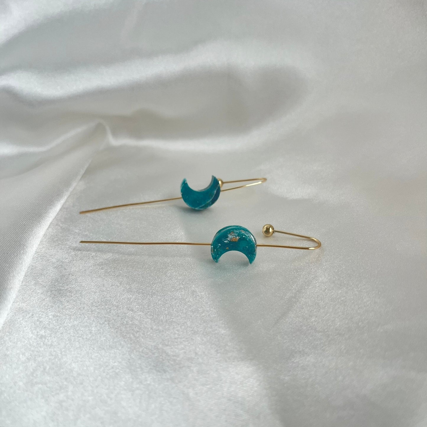 Navy to Teal Moon Ear Pins