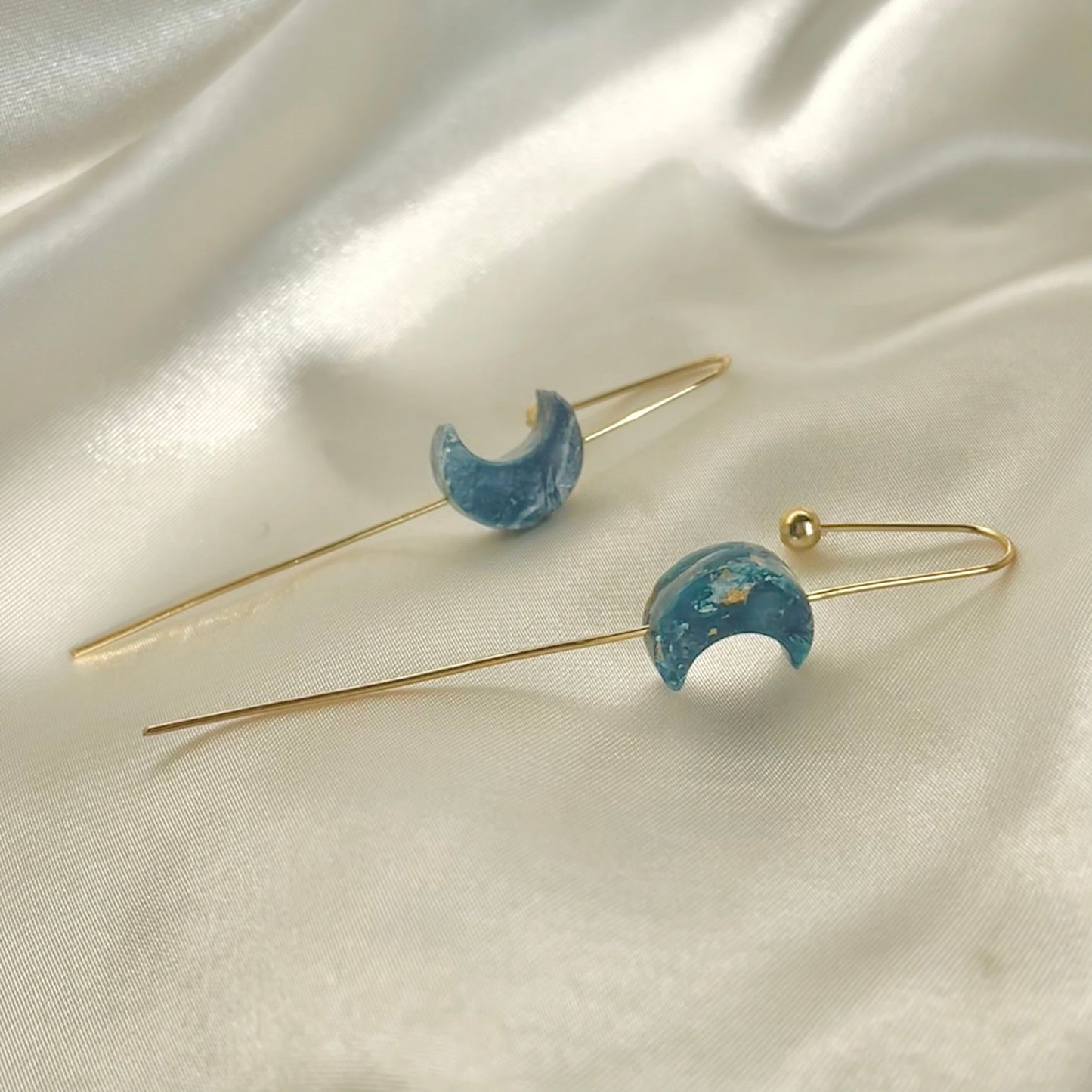 Navy to Teal Moon Ear Pins