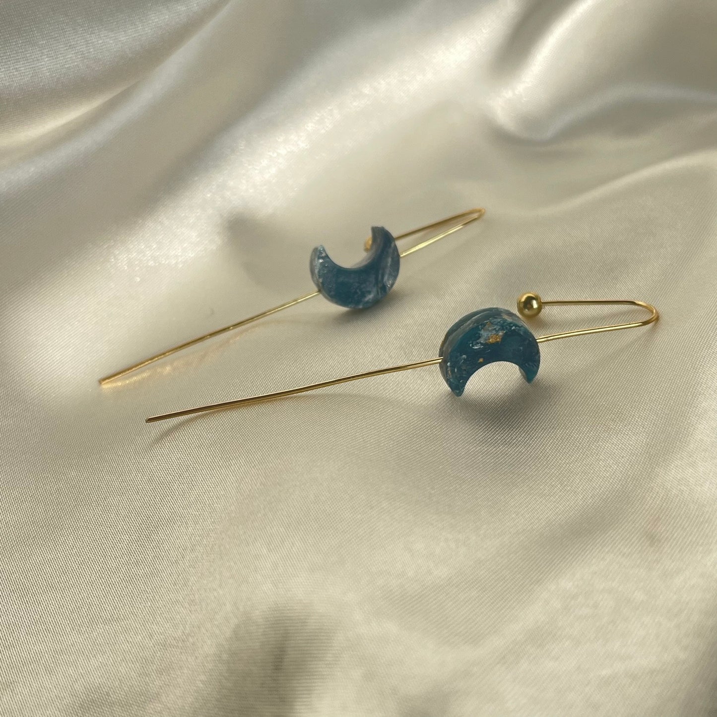 Navy to Teal Moon Ear Pins