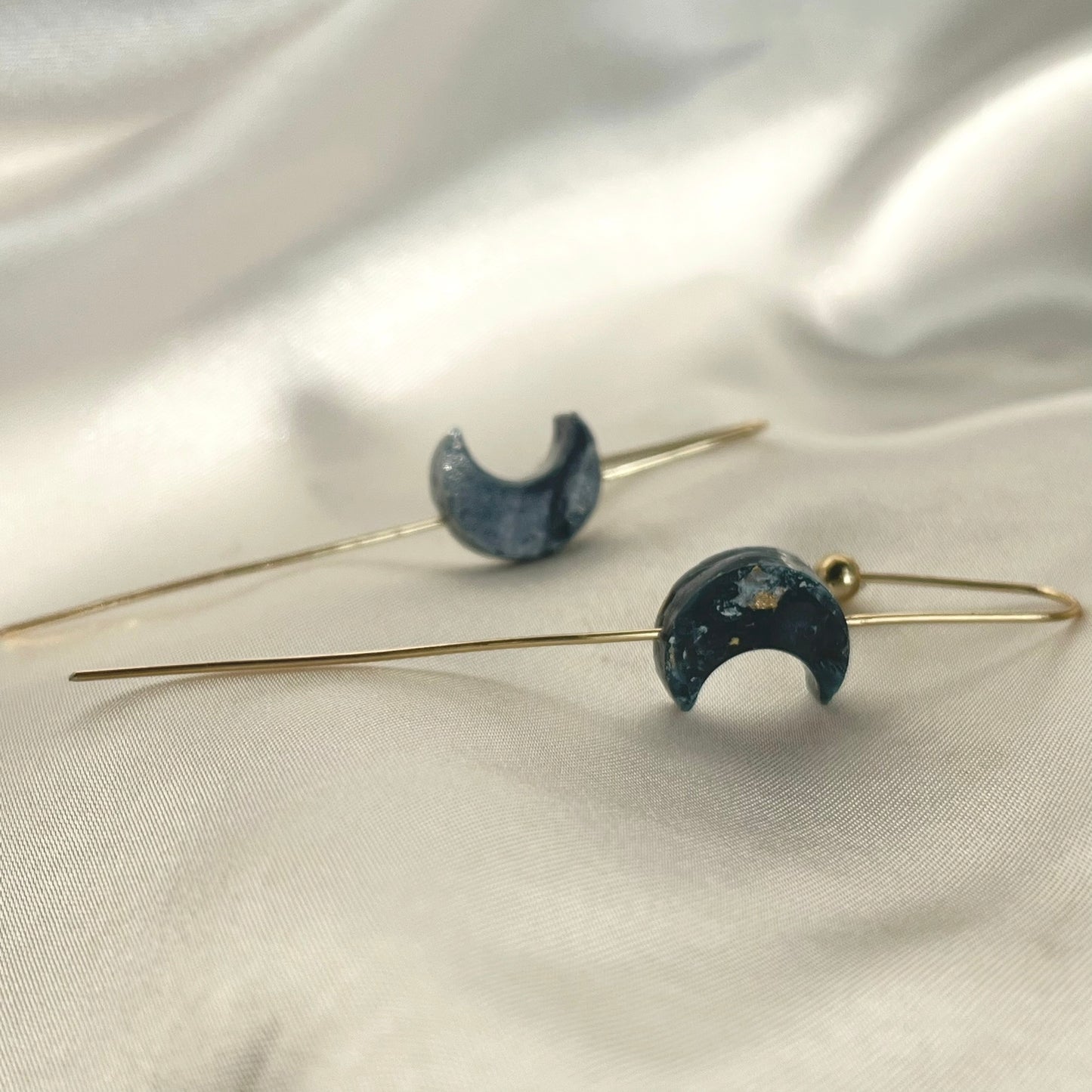 Navy to Teal Moon Ear Pins