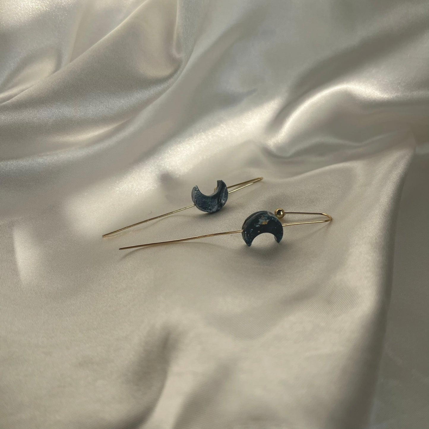 Navy to Teal Moon Ear Pins