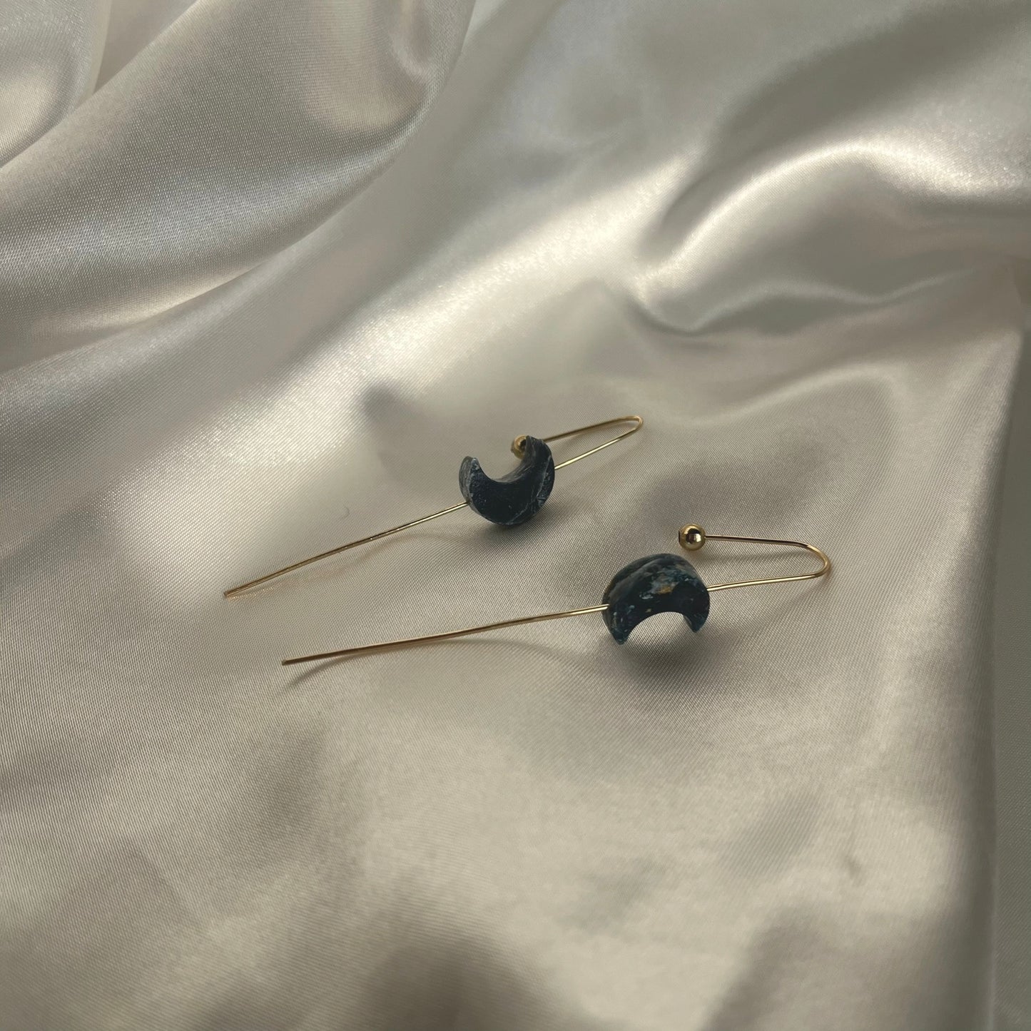 Navy to Teal Moon Ear Pins