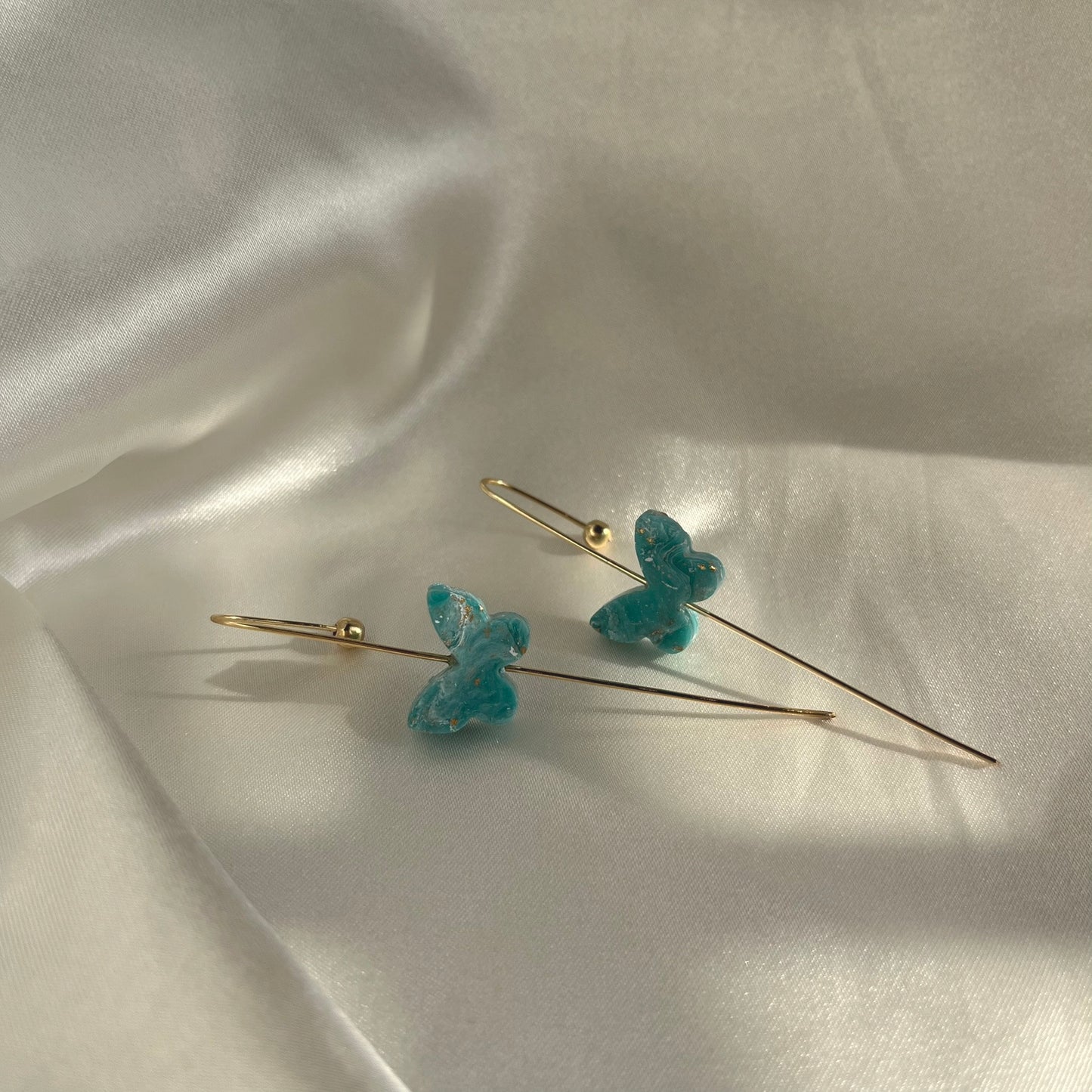 Navy to Teal Butterfly Ear Pins