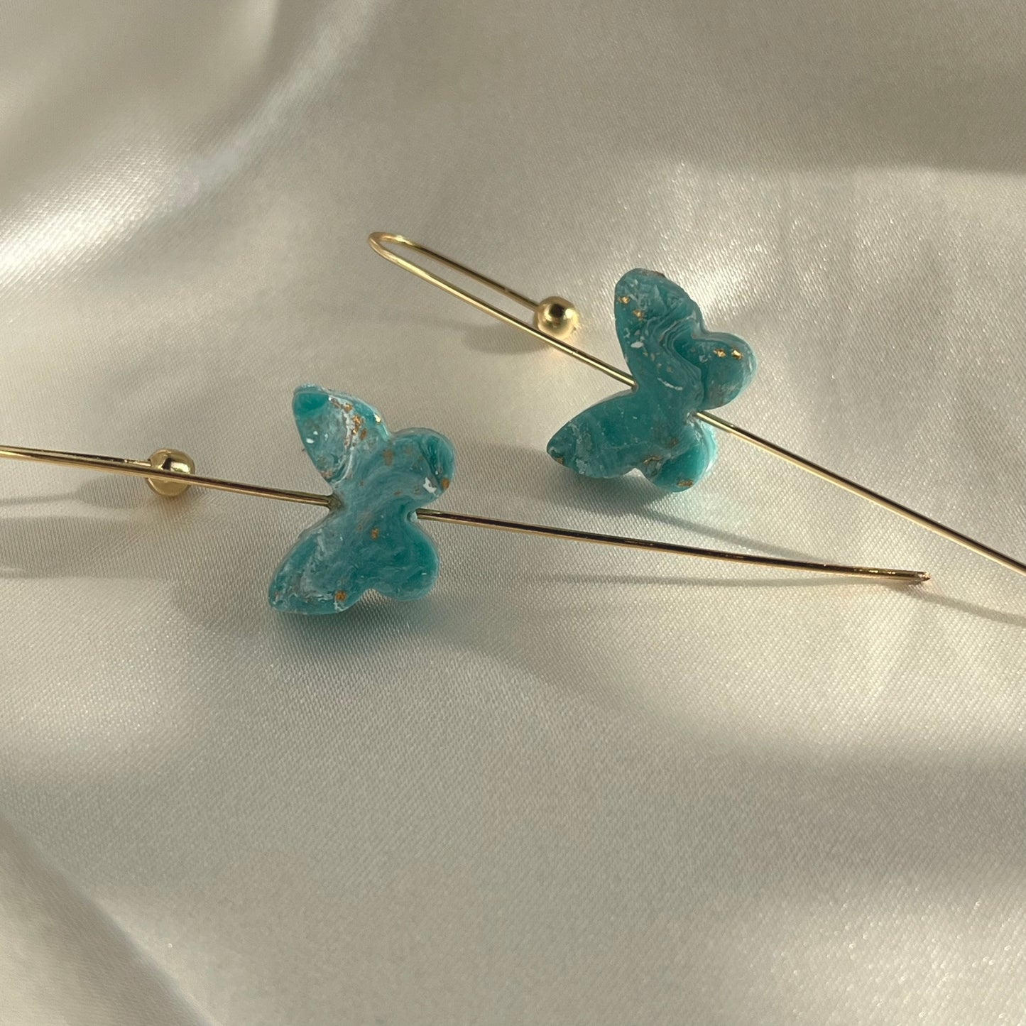 Navy to Teal Butterfly Ear Pins