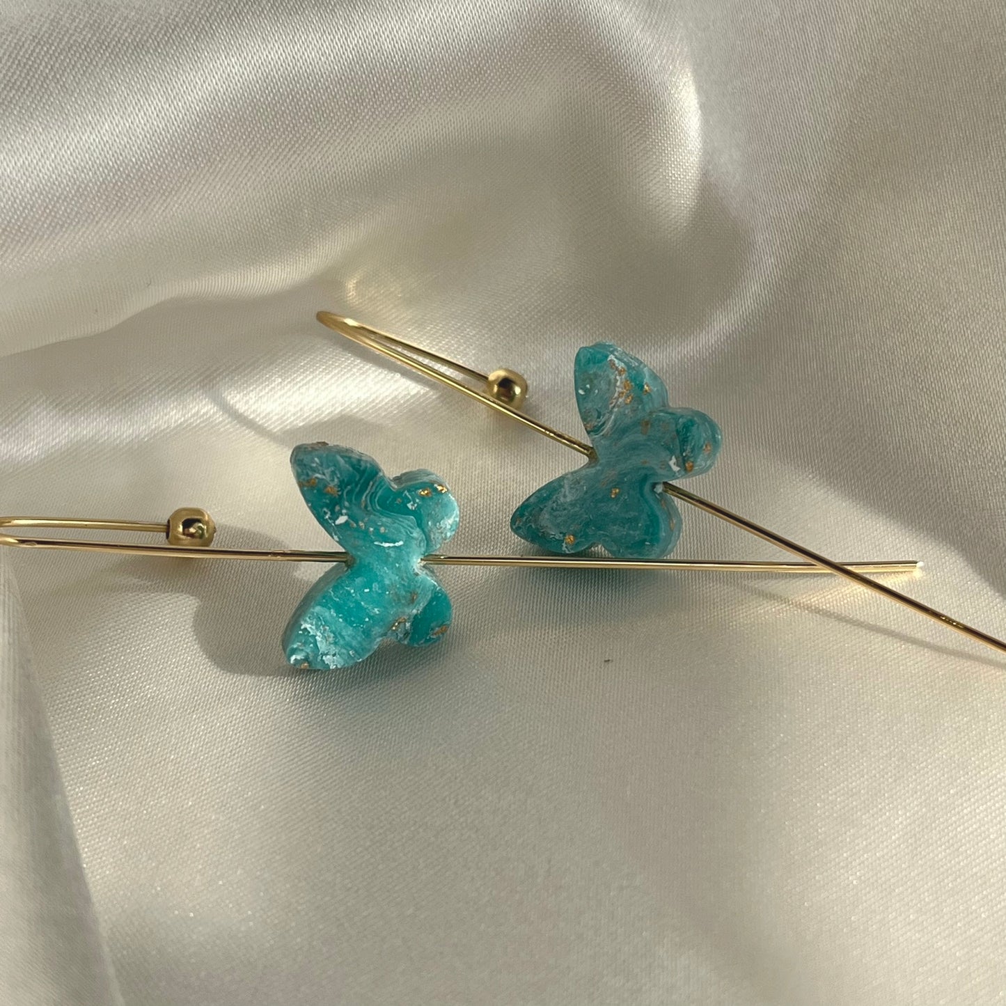 Navy to Teal Butterfly Ear Pins