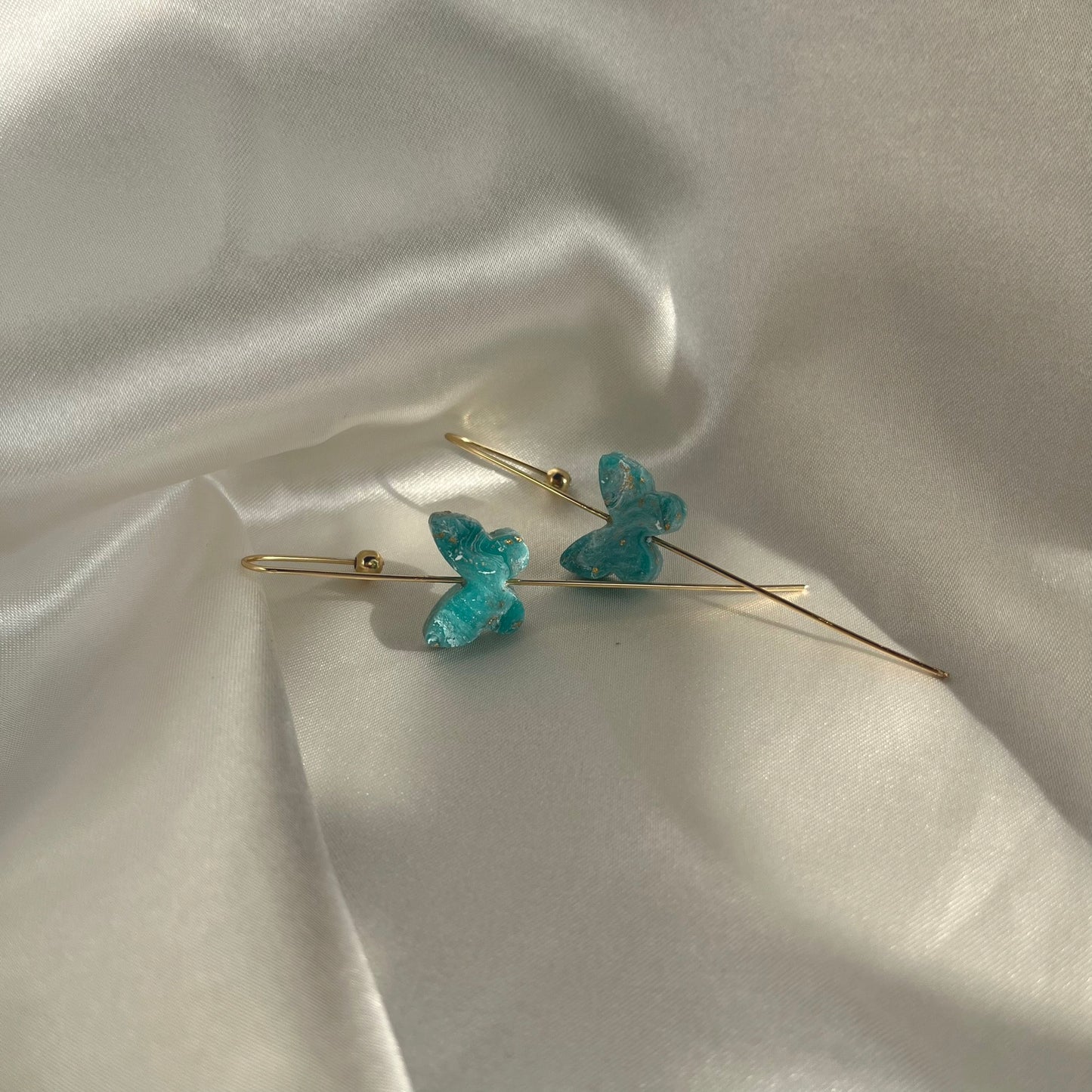 Navy to Teal Butterfly Ear Pins