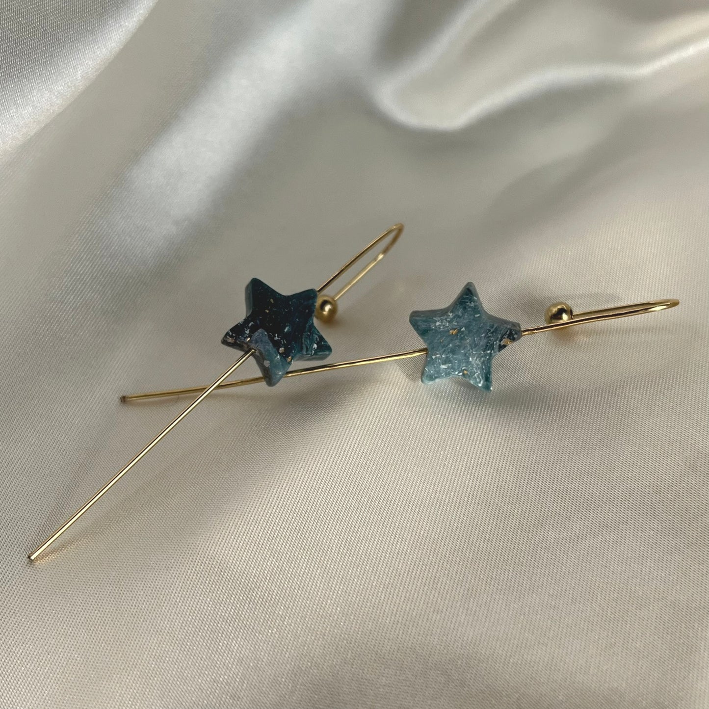 Navy to Teal Star Ear Pins