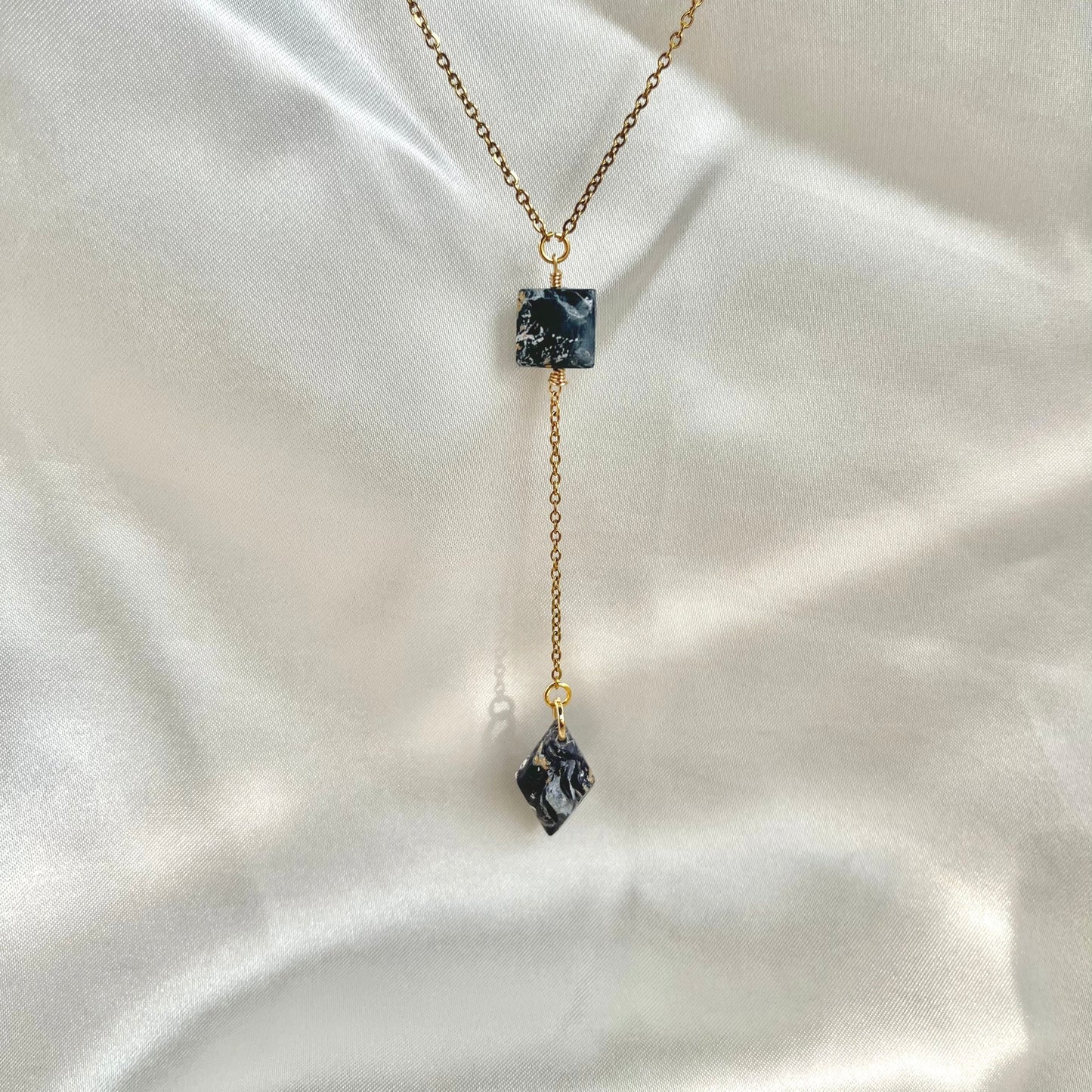 Navy to Teal Y Necklace