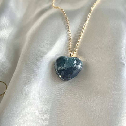 Navy to Teal Heart Necklace