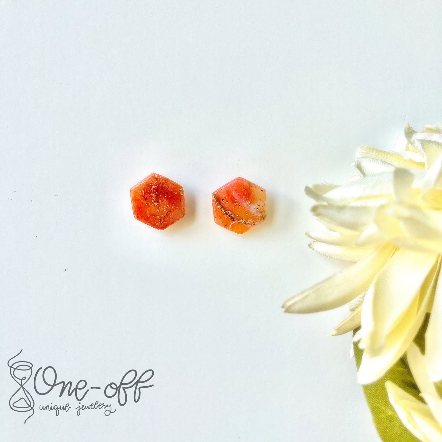 Hexagon Hypoallergenic Earrings Studs | Lightweight Polymer Clay, Unique Homemade Jewelry