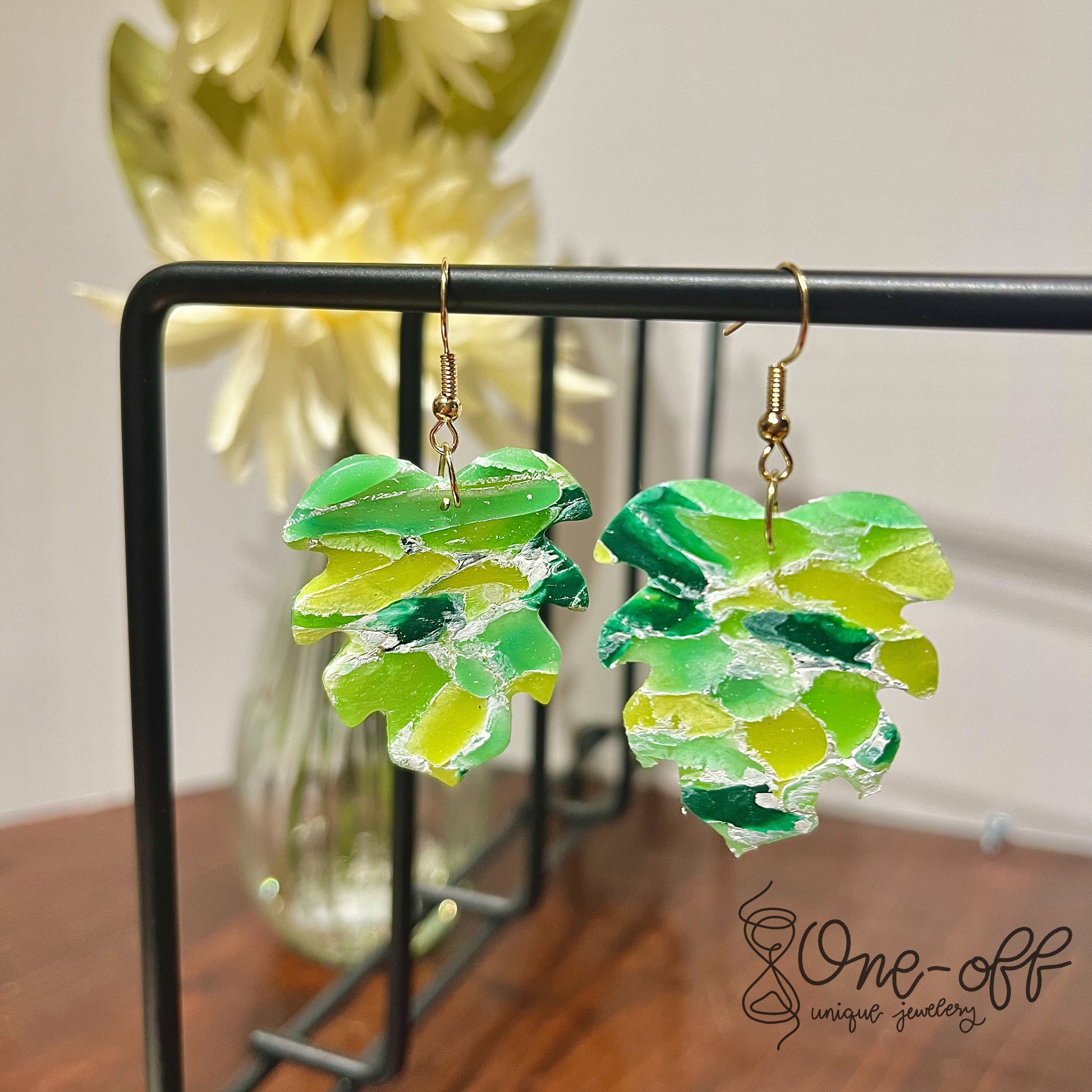 Monstera Clay Earrings | Lightweight Drop and Dangle | Handmade Polymer Clay Unique Jewelry