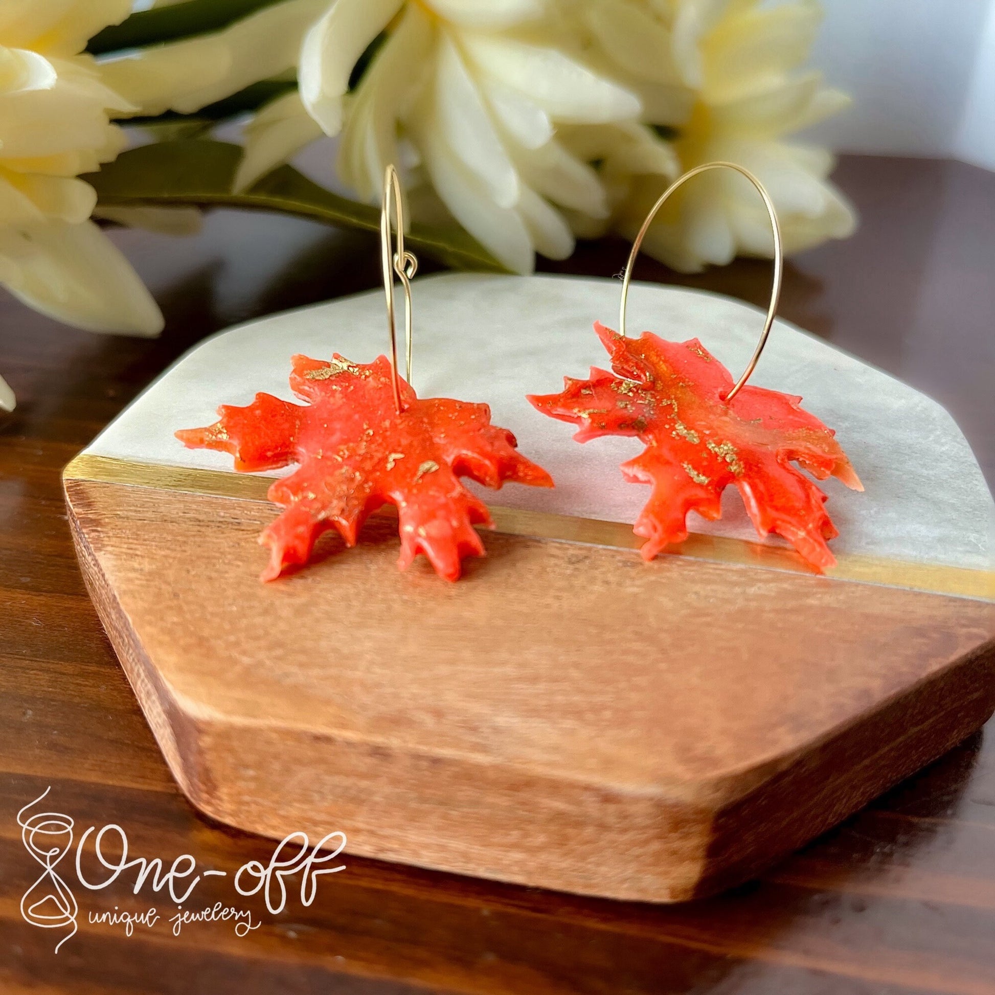 Maple Leaf Dangle Earrings | Autumn Leaves Collection | Handmade Polymer Clay Earrings