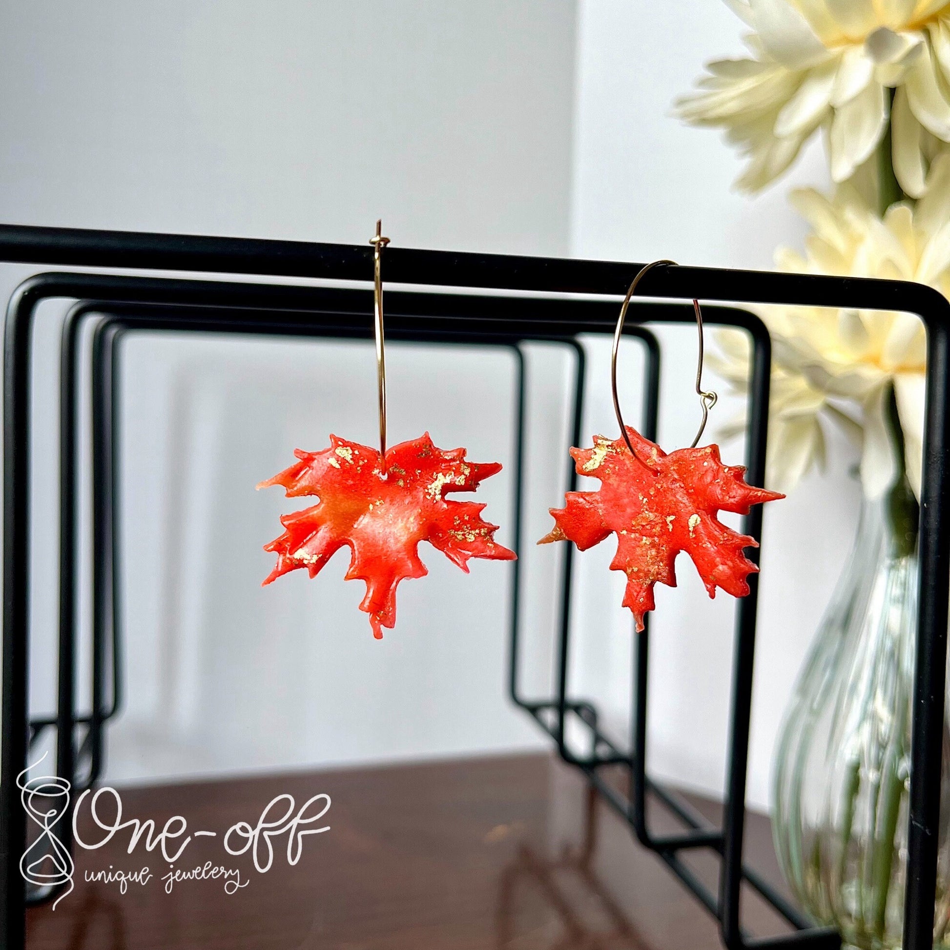 Maple Leaf Dangle Earrings | Autumn Leaves Collection | Handmade Polymer Clay Earrings